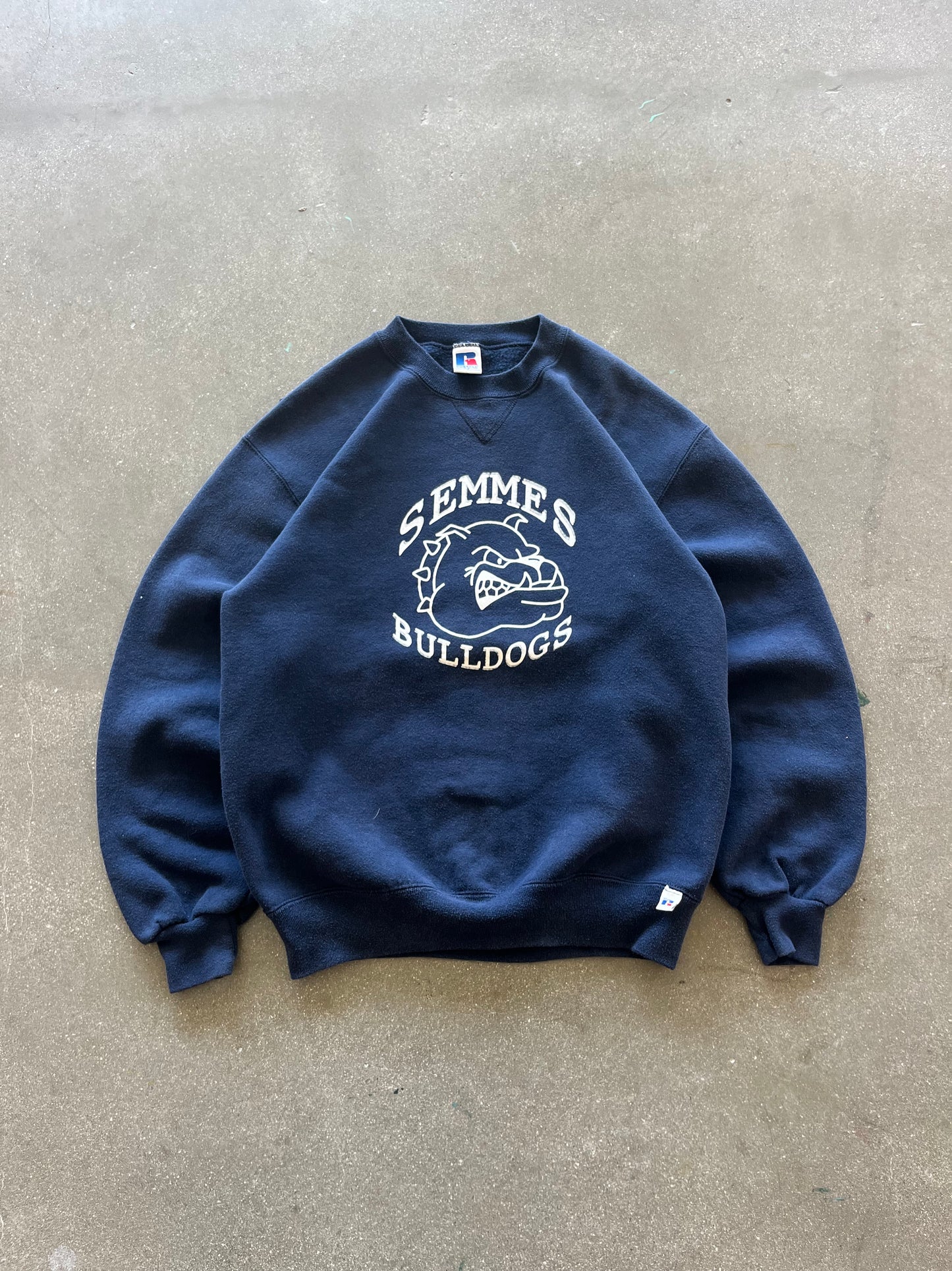 90’S NAVY “SEMMES BULLDOGS” RUSSELL CREW - BOXY S/M