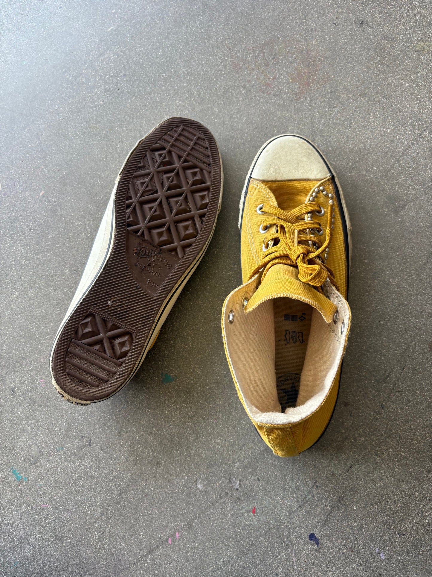 miUSA 80’S HIGH TOP STUDDED MUSTARD CONVERSE - 10.5 US MENS