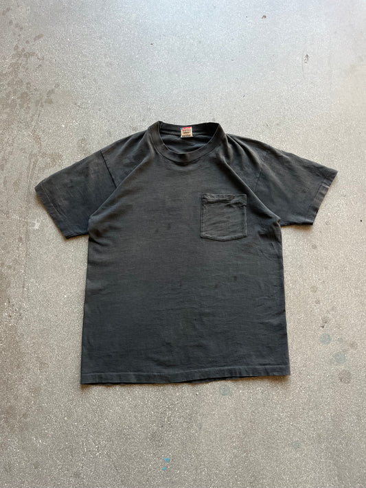 90’S SUNFADED BLACK SELVEDGE POCKET TEE - M/L