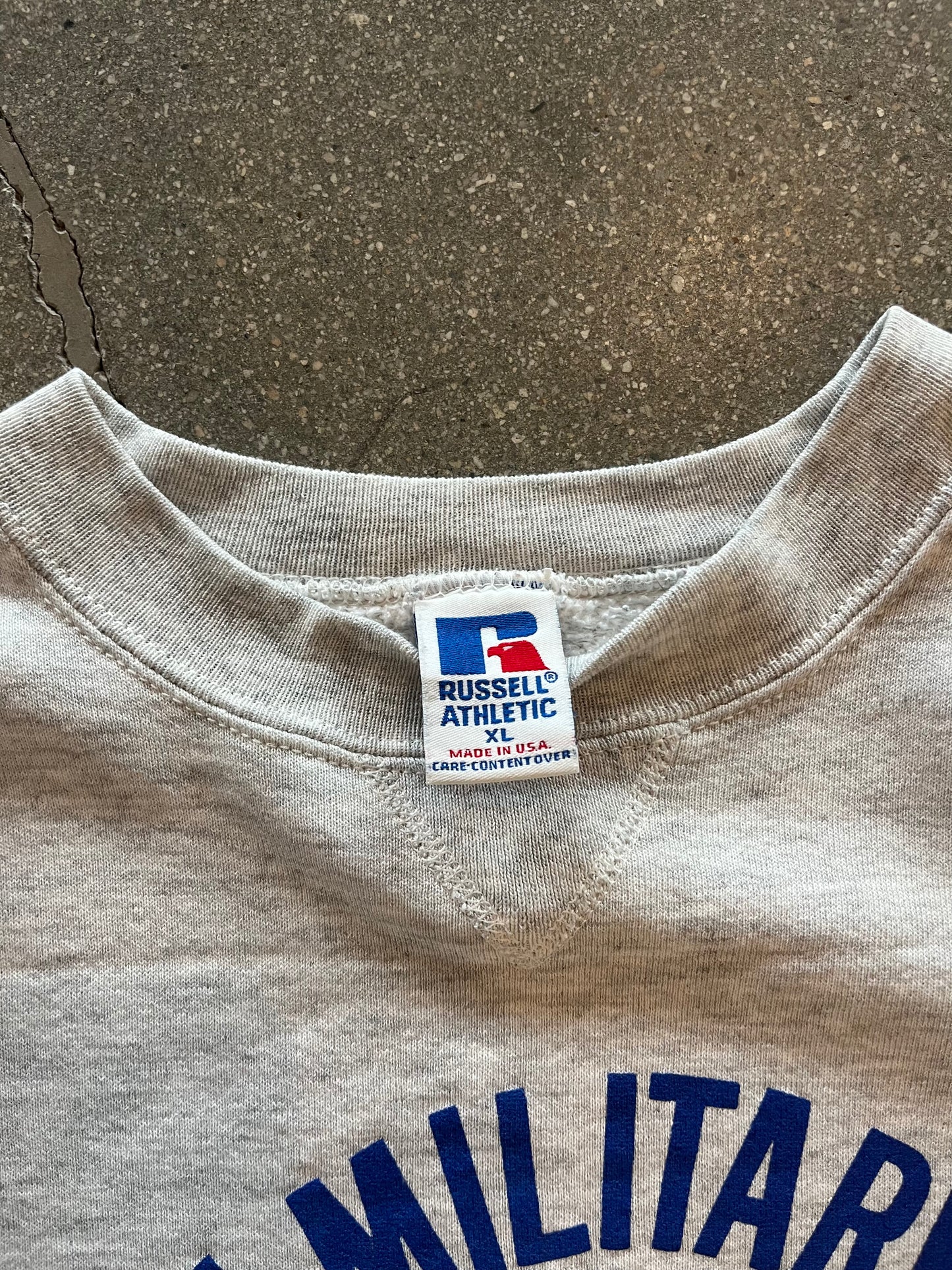 90’S GRAY MILITARY ACADEMY RUSSELL CREWNECK - BOXY XL