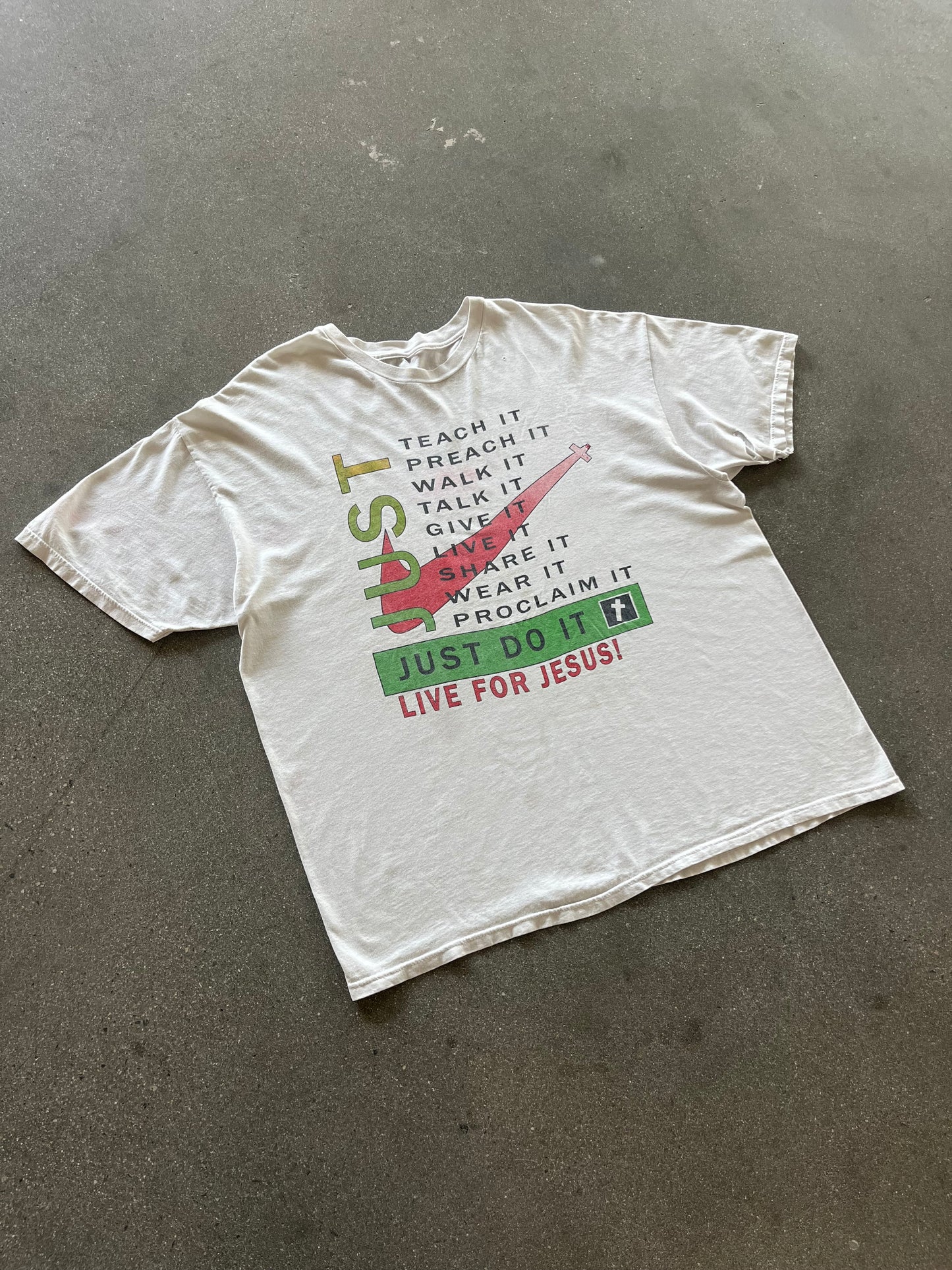 2000’S “LIVE FOR JESUS!” JUST DO IT TEE - BOXY XL/XXL