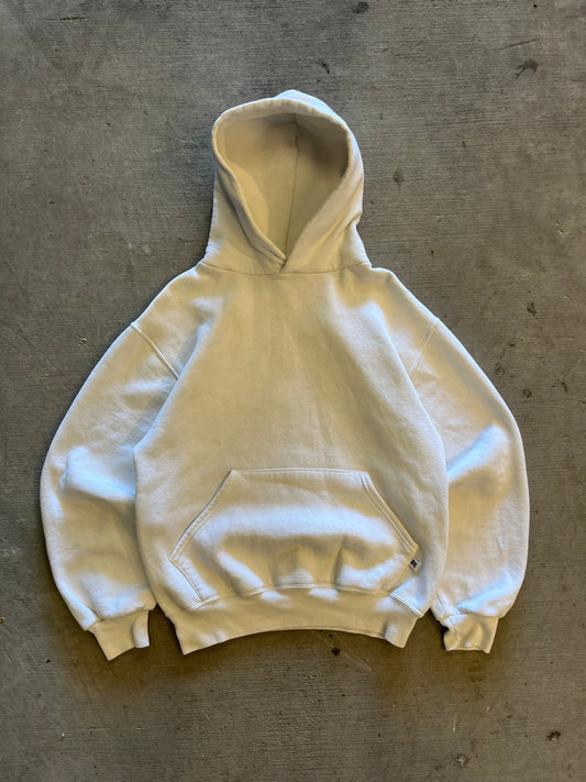 90’S WHITE RUSSELL ATHLETIC HOODIE - BOXY S