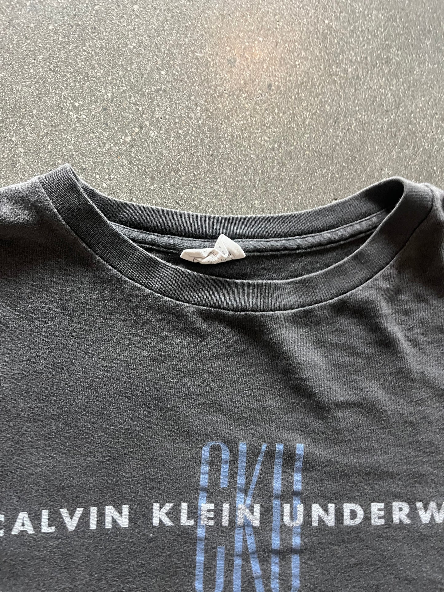 90’S FADED “CALVIN KLIEN UNDERWEAR” TEE - BOXY L