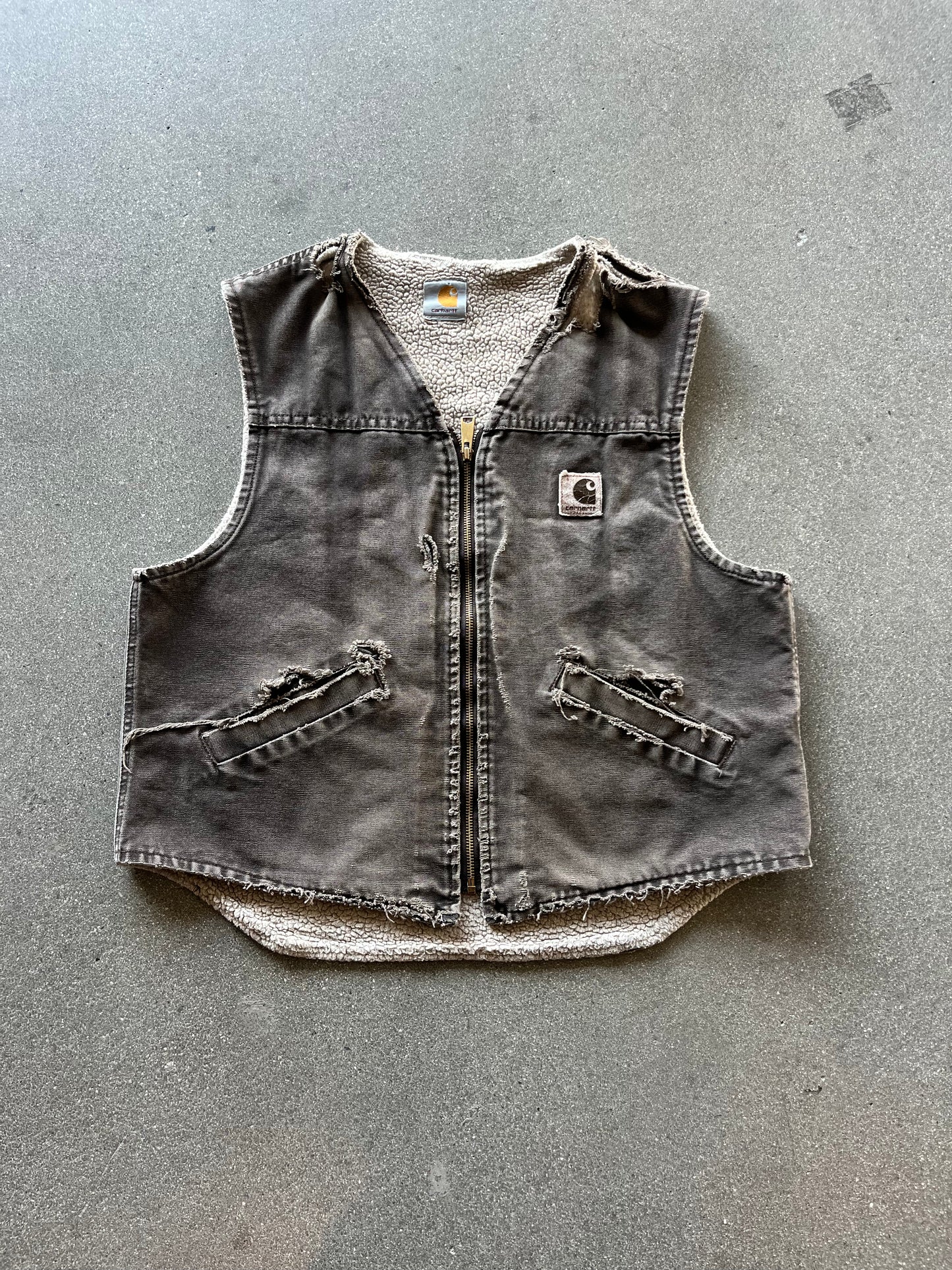 90’S FADED BROWN CARHARTT VEST - BOXY L