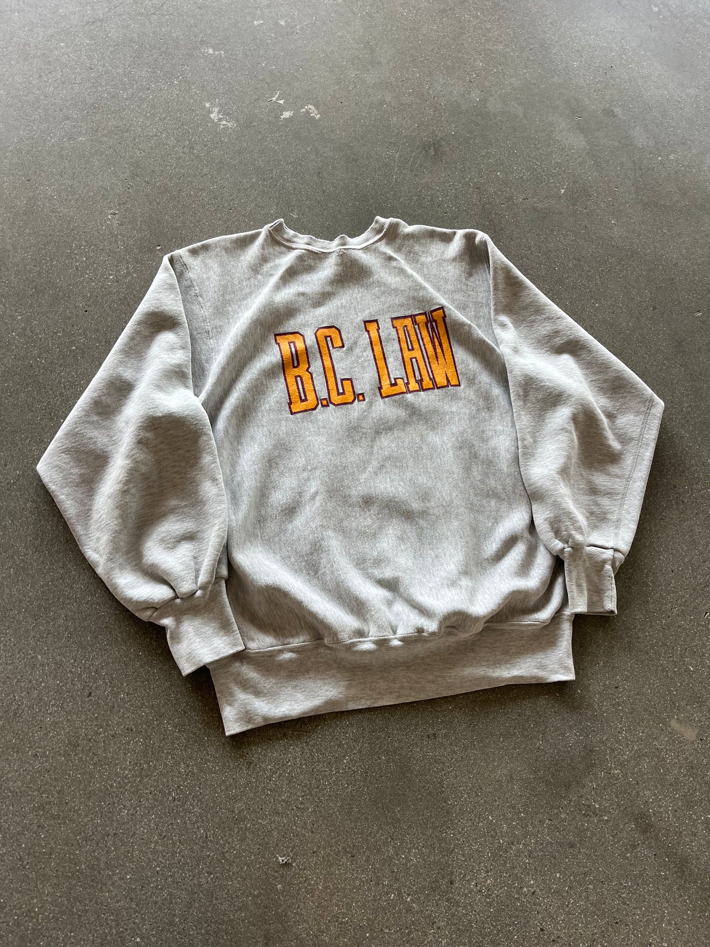 90’S “B.C. LAW” REVERSE WEAVE CREWNECK - BOXY XL