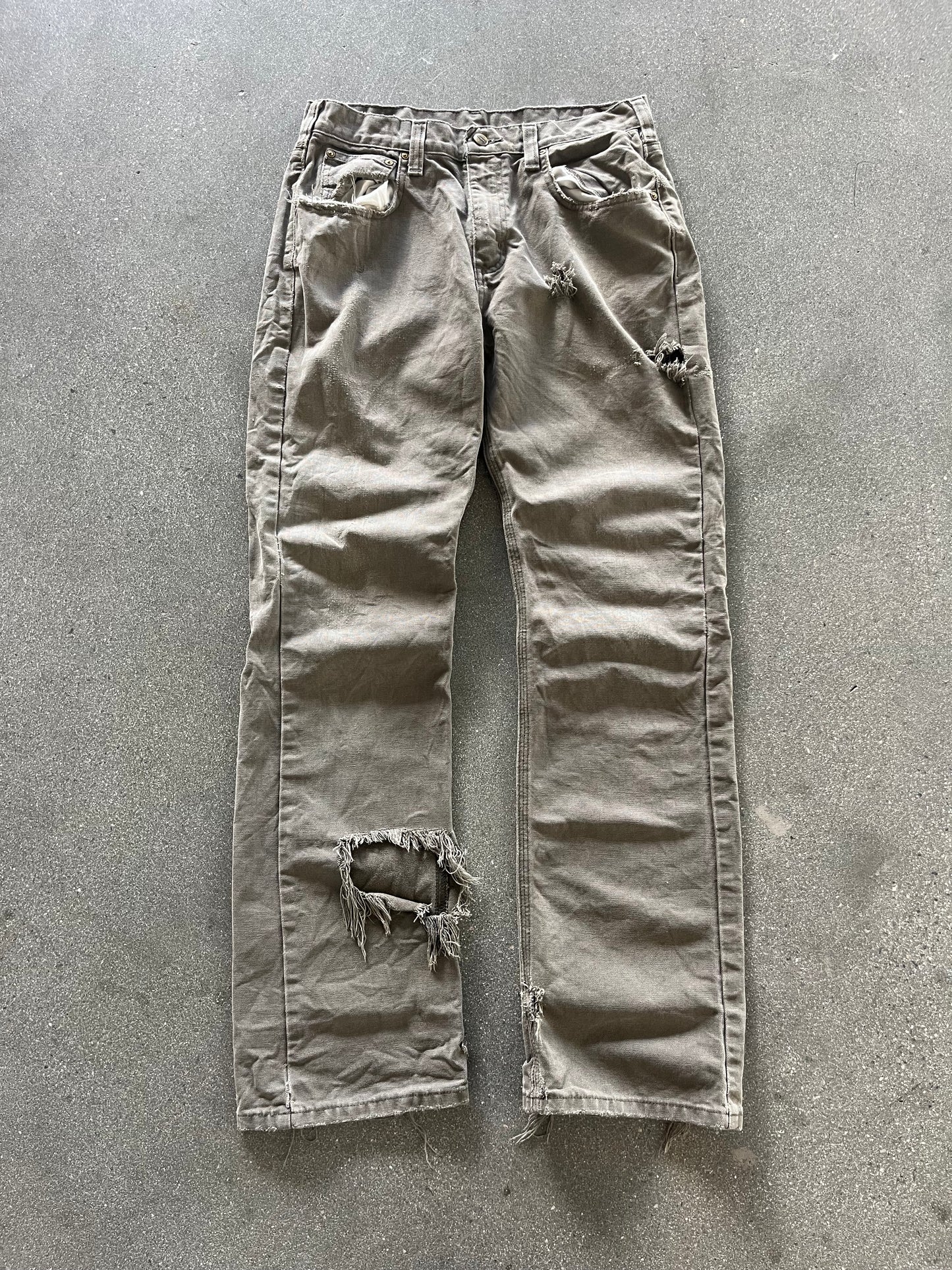 90’S DISTRESSED KHAKI BROWN CARHARTT PANTS - 30