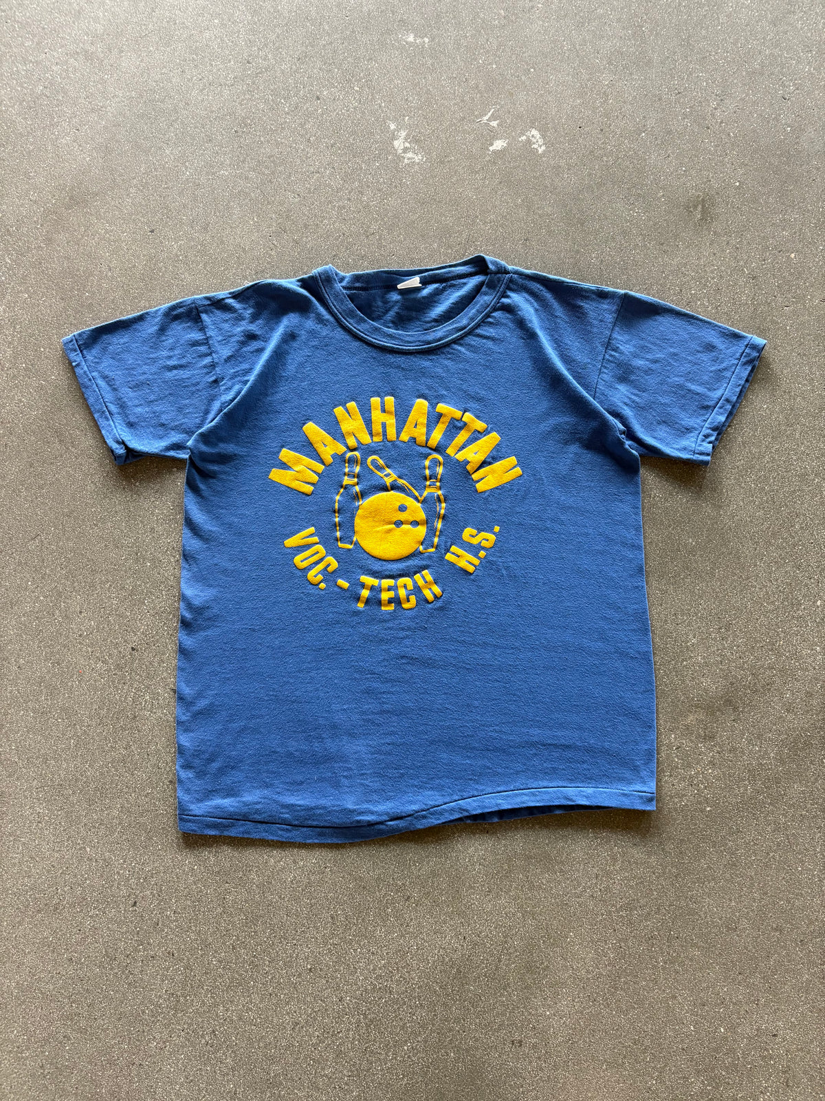 80’S WARRIOR BLUE “MANHATTAN TECH BOWLING” BABY TEE - S/M