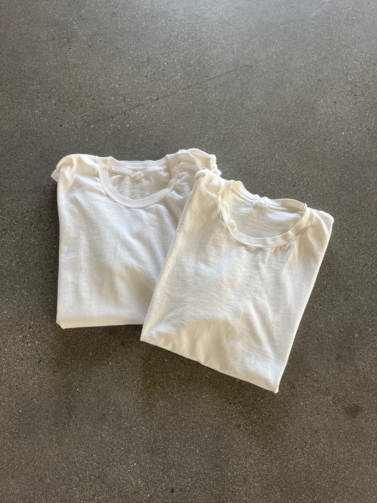 90’S WHITE BLANK SINGLE STITCH TEES (2 PACK) - L