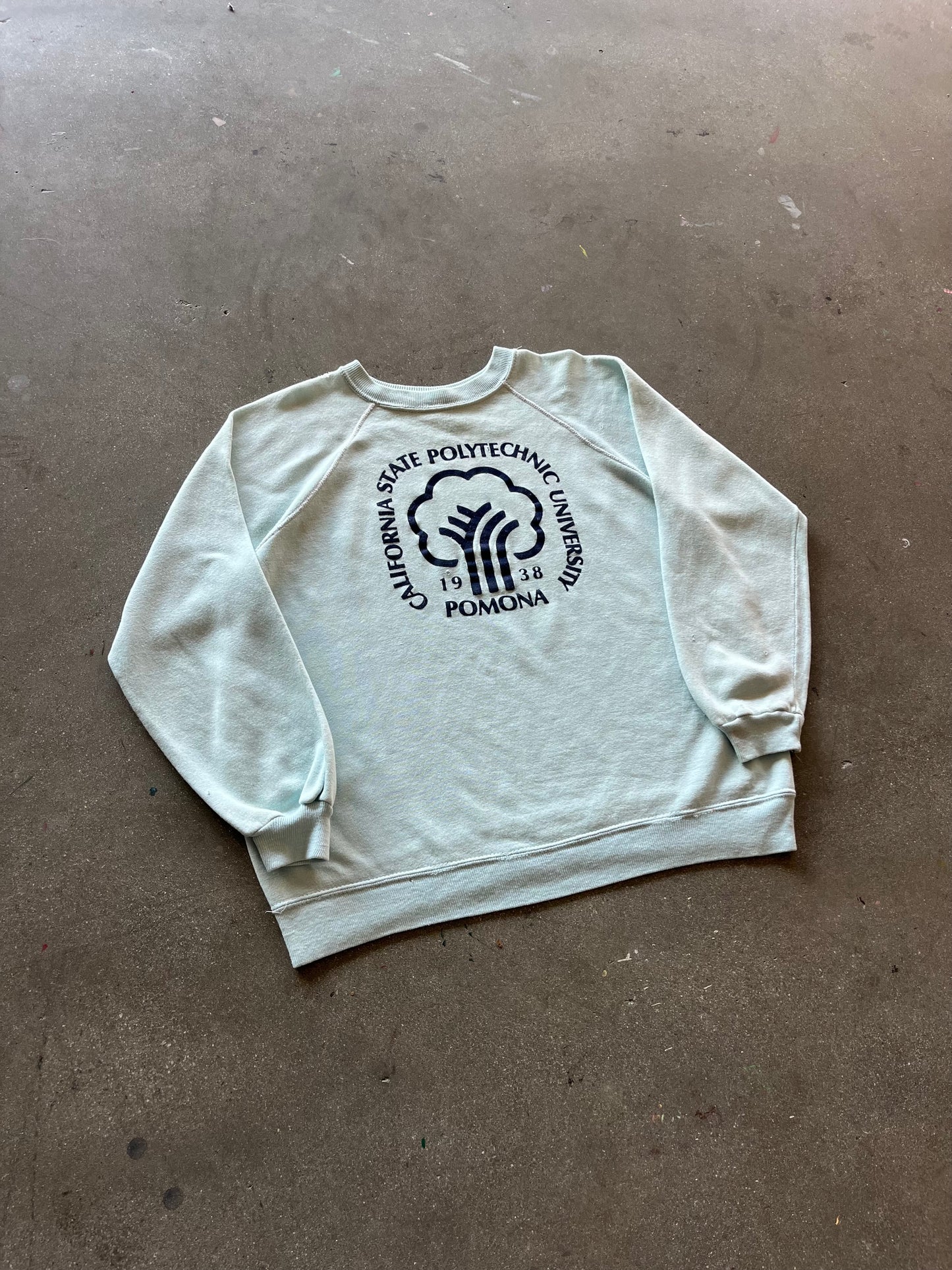 70’S FADED TEAL “CAL POLY POMONA” RAGLAN - BOXY L