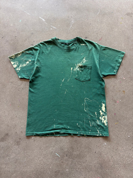90’S FOREST GREEN PAINTER POCKET TEE - L/XL