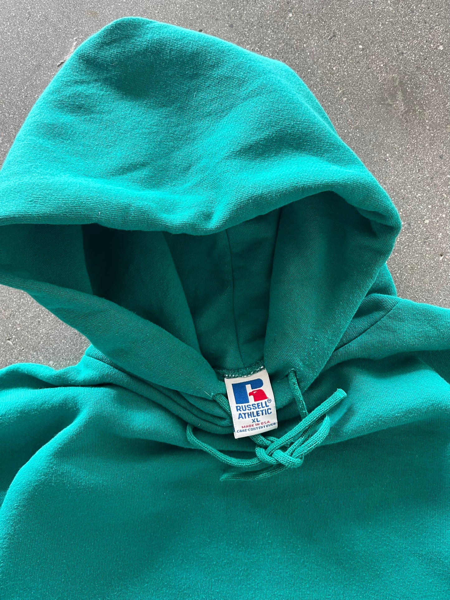 90’S AQUAMARINE TEAL RUSSELL ATHLETIC HOODIE - BOXY L/XL