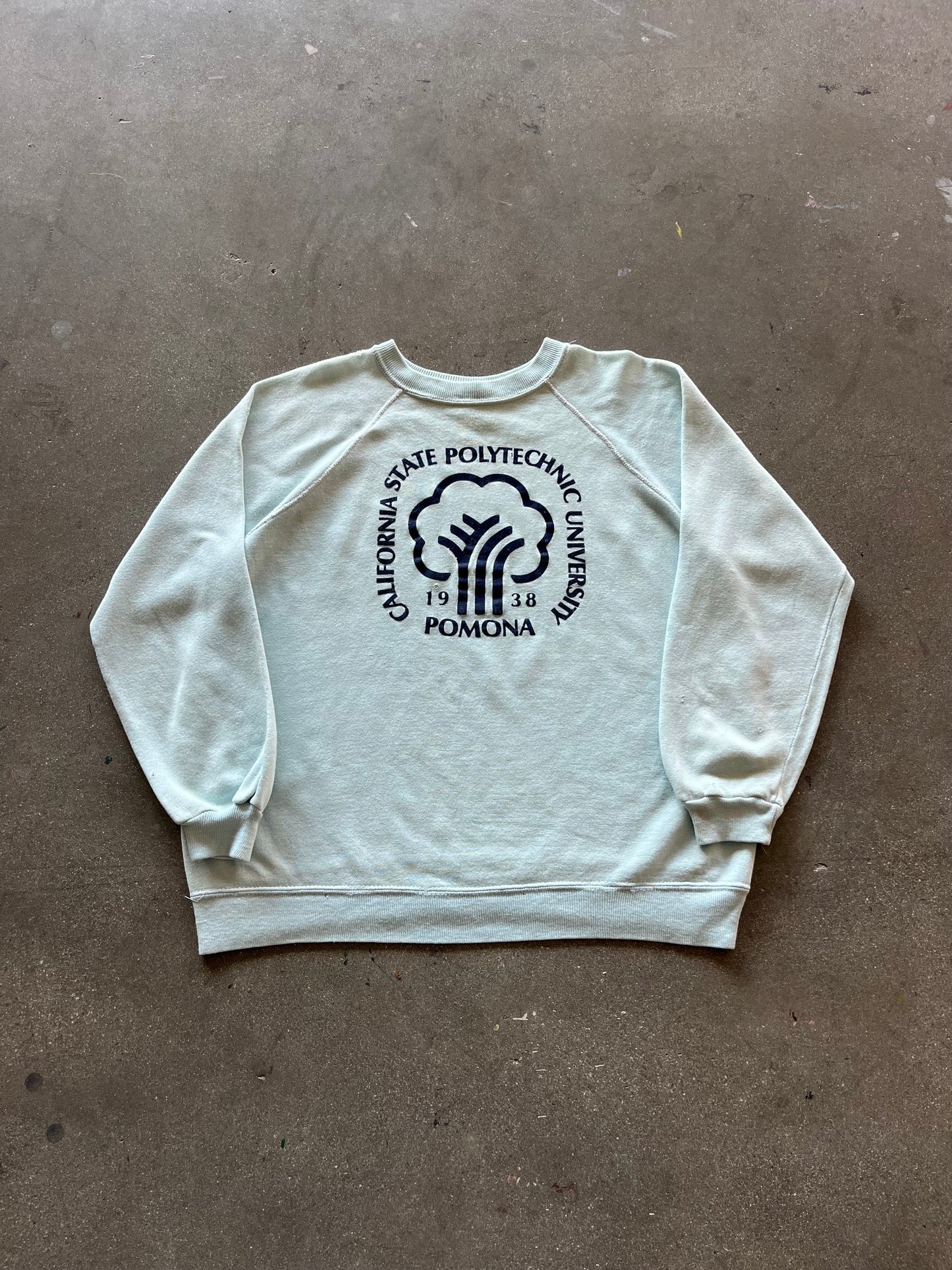 70’S FADED TEAL “CAL POLY POMONA” RAGLAN - BOXY L