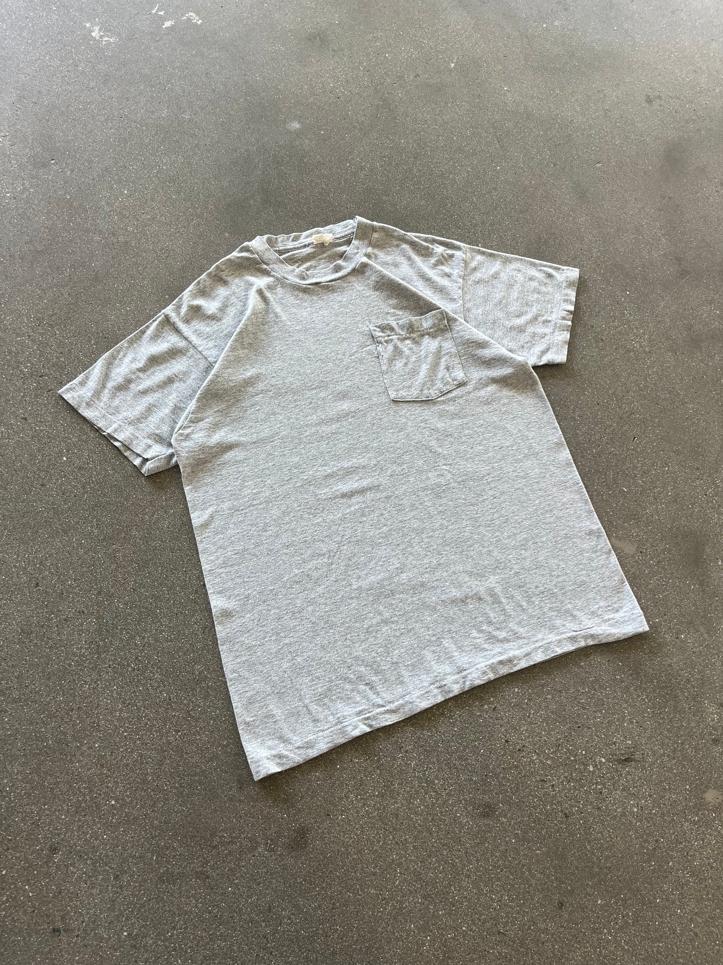 90’S HEATHER GRAY SELVEDGE POCKET TEE - M