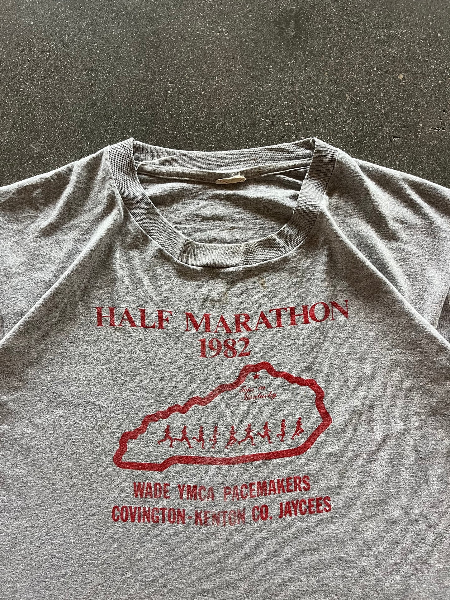 80’S HEATHER GRAY “HALF MARATHON” TEE - L/XL