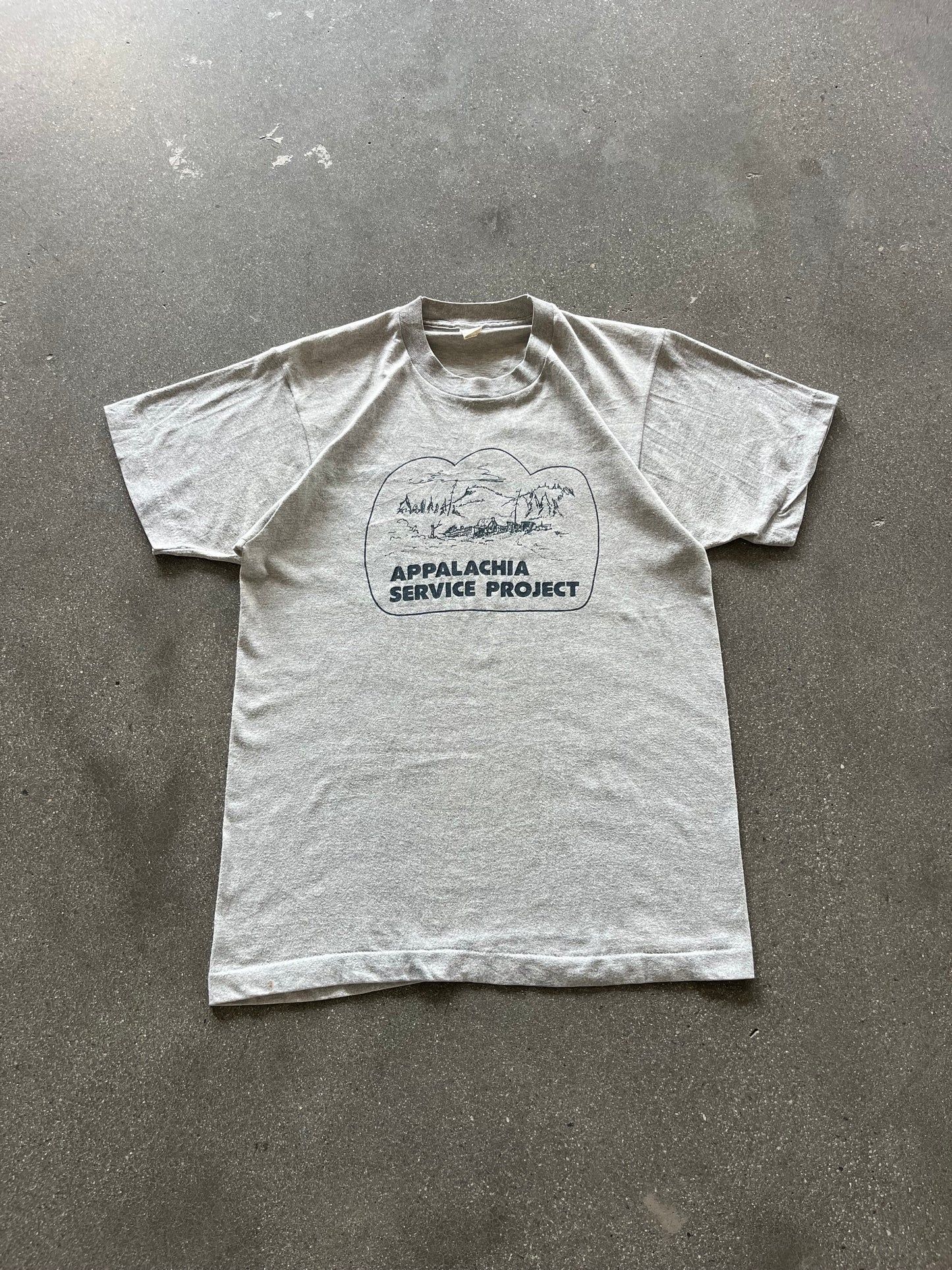 80’S HEATHER GRAY “APPALACHIA SERVICE PROJECT” TEE - M