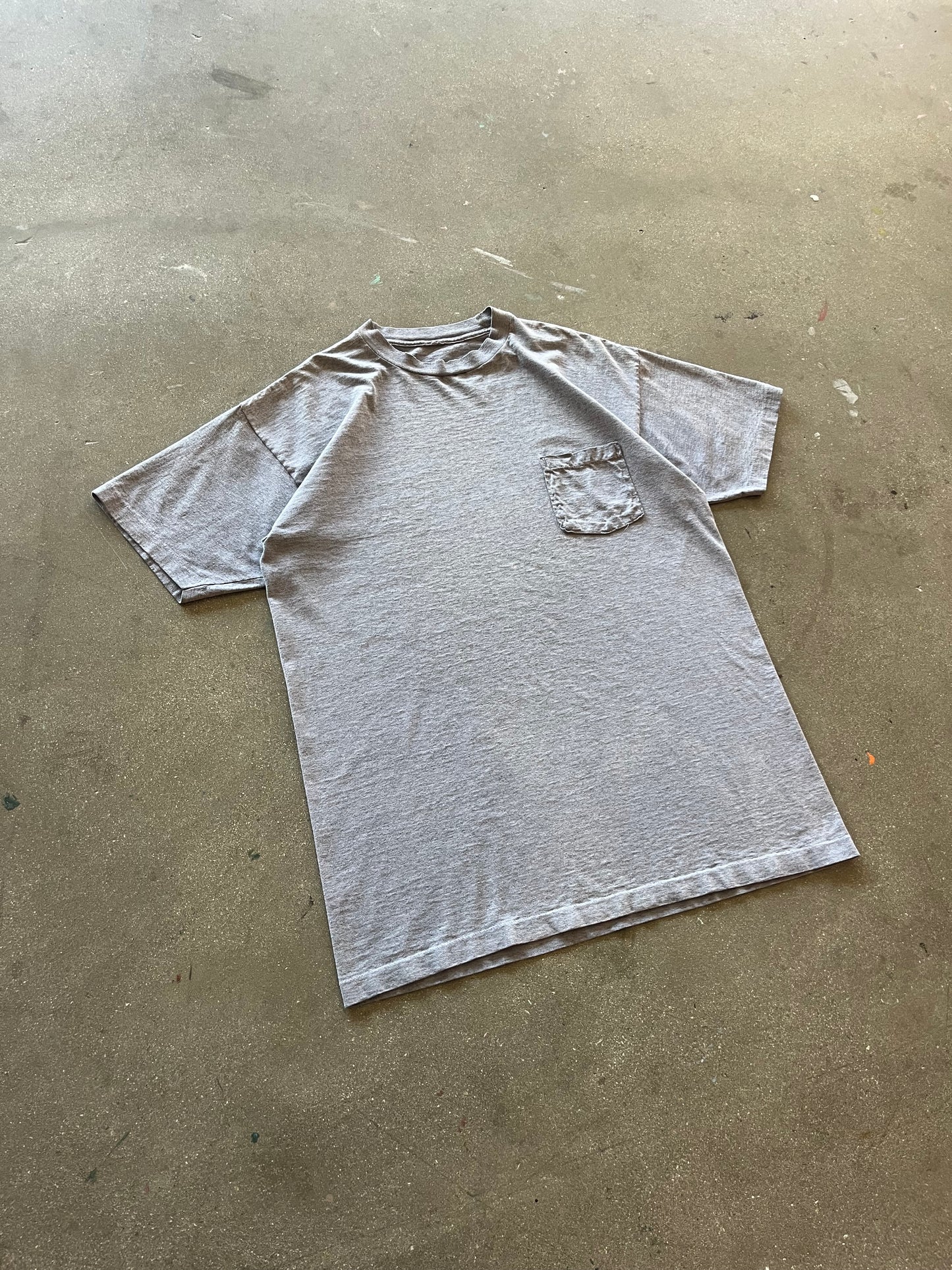 90’S FADED CHARCOAL SELVEDGE POCKET TEE - XL