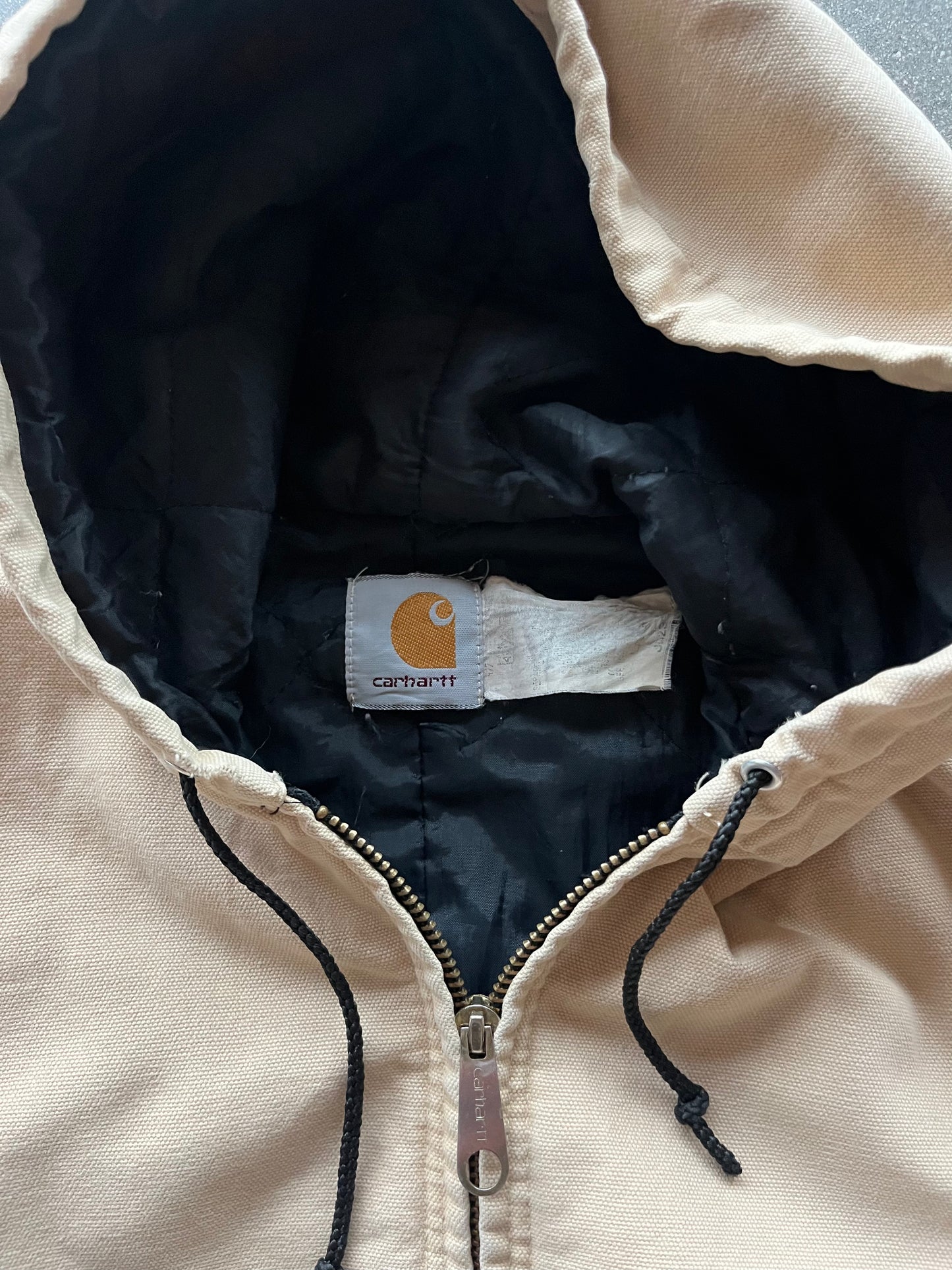 90’S TAN HOODED CARHARTT WORK JACKET - BOXY L