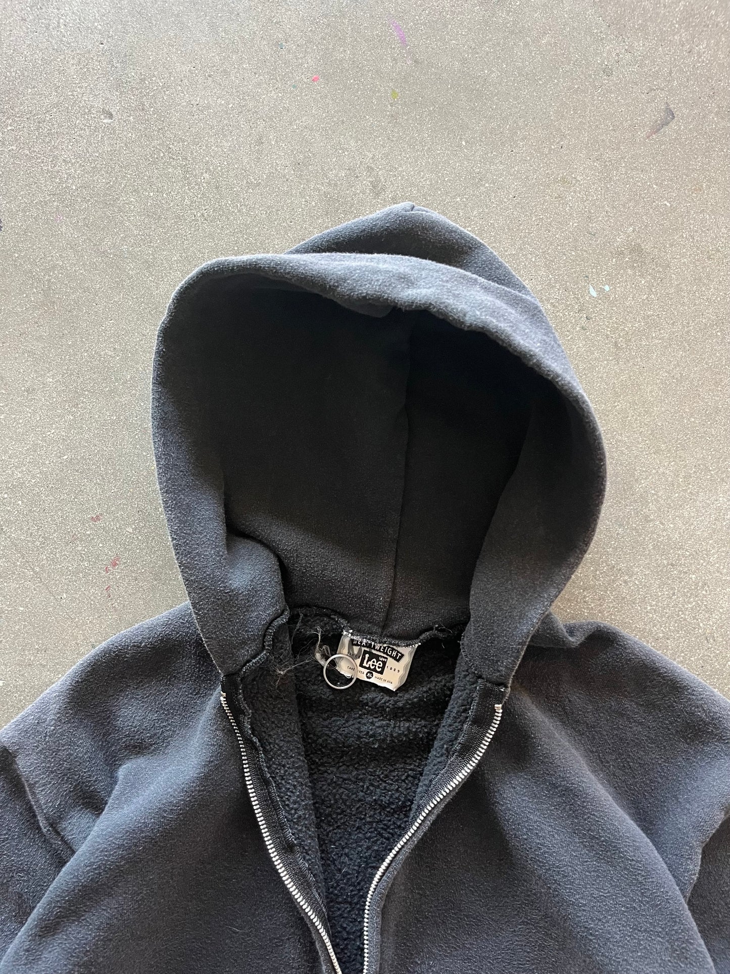 90’S FADED BLACK ZIP UP HOODIE - S