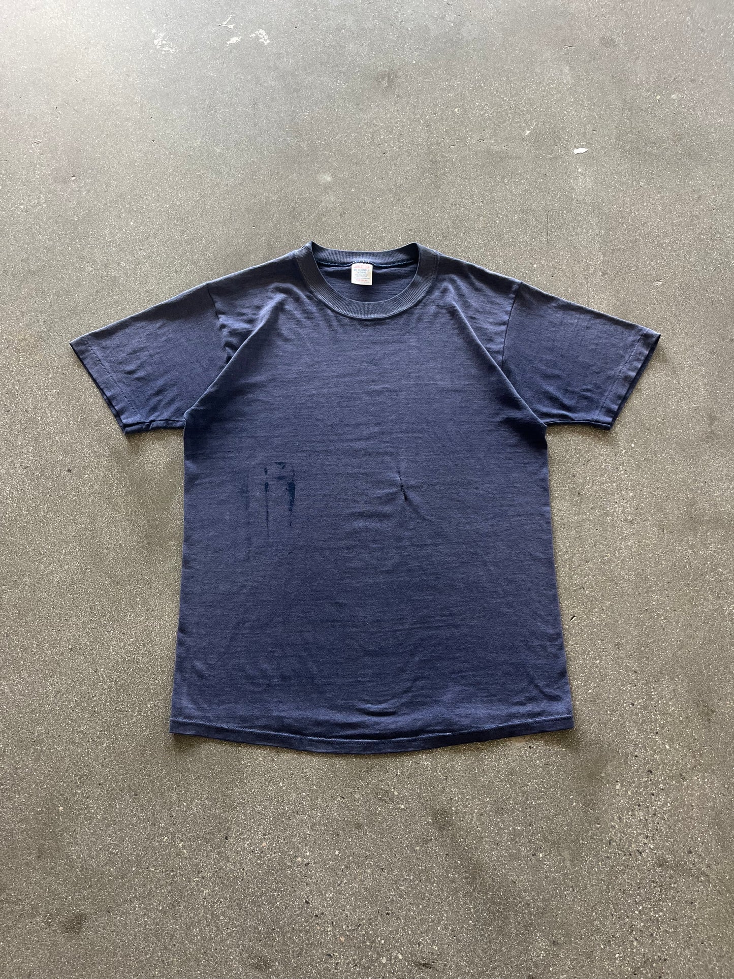 80’S NAVY BLUE REPAIRED BLANK TEE - M