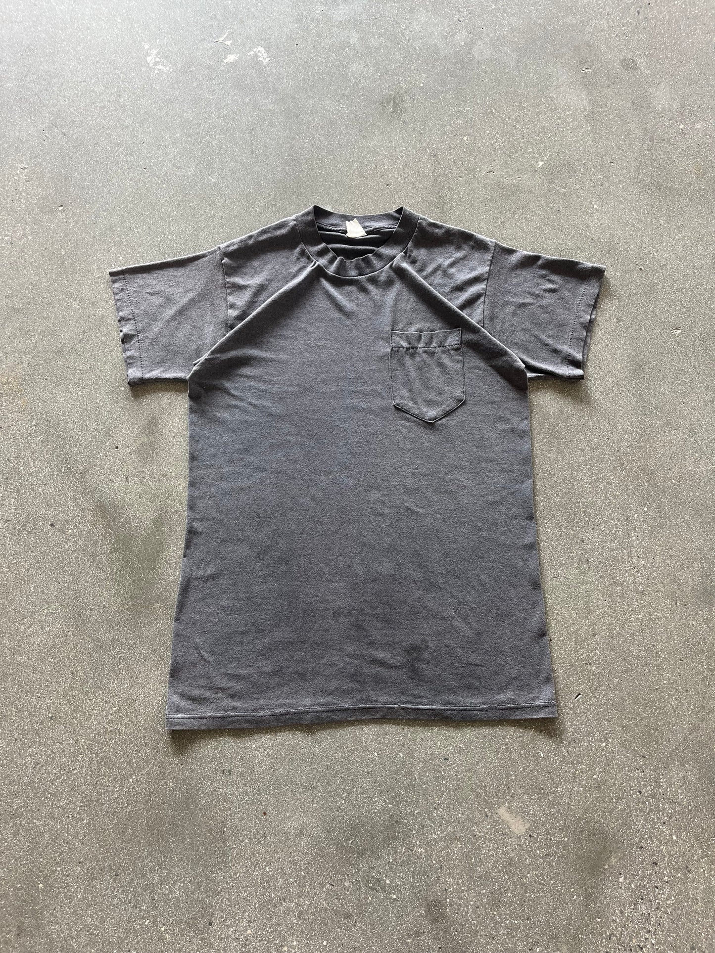 80’S CHARCOAL SELVEDGE POCKET TEE - S/M