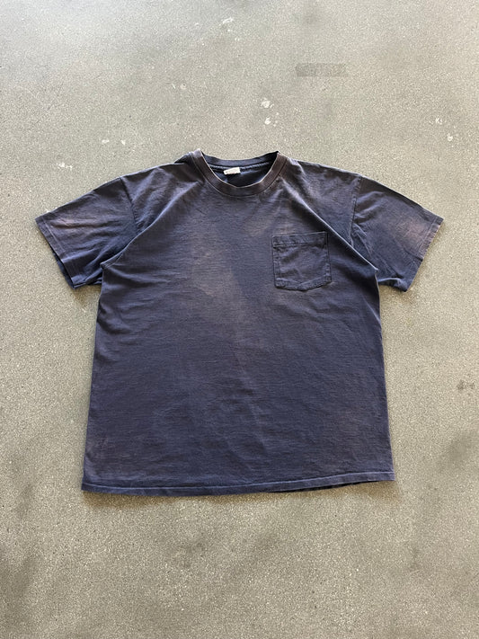 90’S SUNFADED NAVY “ROY’S AUTO REPAIR” POCKET TEE - L/XL