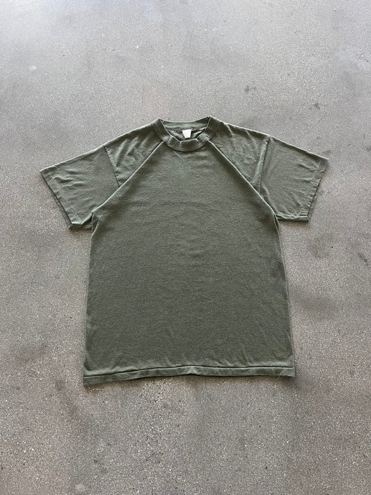 80’S MILITARY GREEN BLANK TEE - L