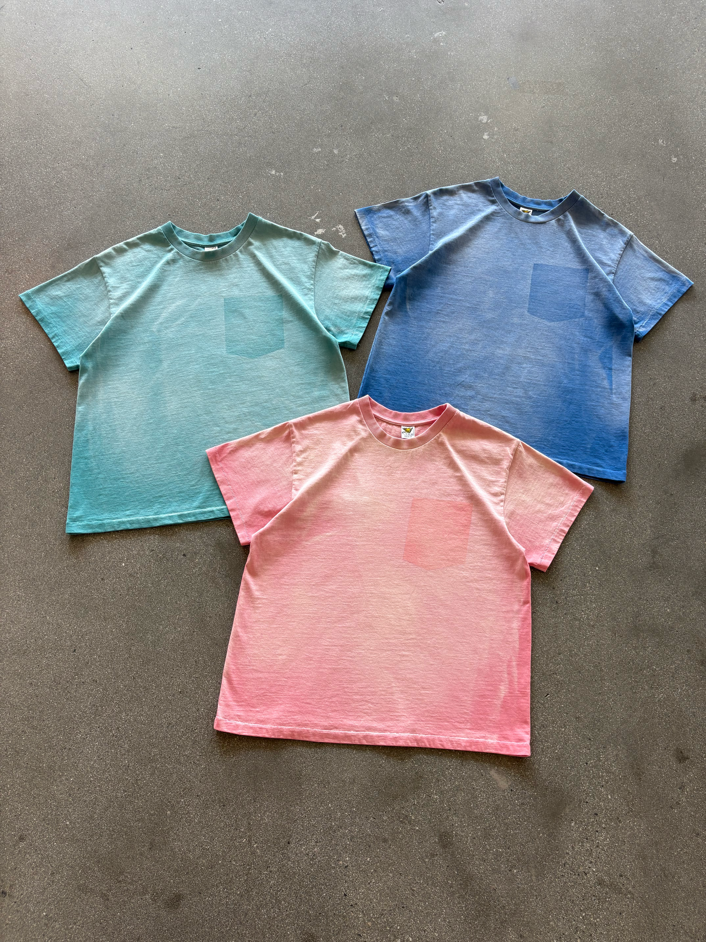 3 PACK GHOST POCKET TEE - PINK / BABY BLUE / MINT