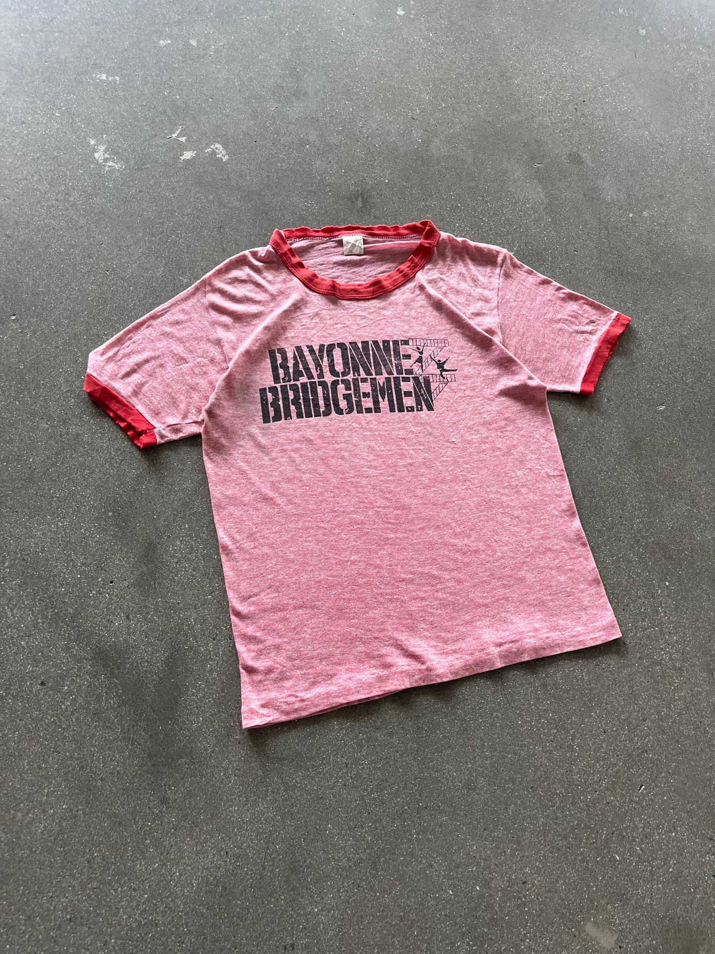 70’S SALMON “BAYONNE BRIDGEMEN” RINGER TEE - M
