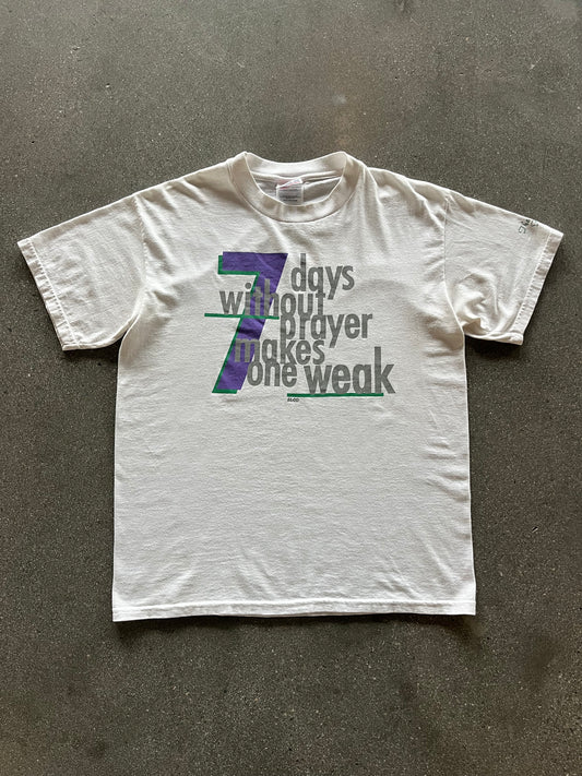 2000’S “7 DAYS WITHOUT PRAYER” TEE - BOXY M/L