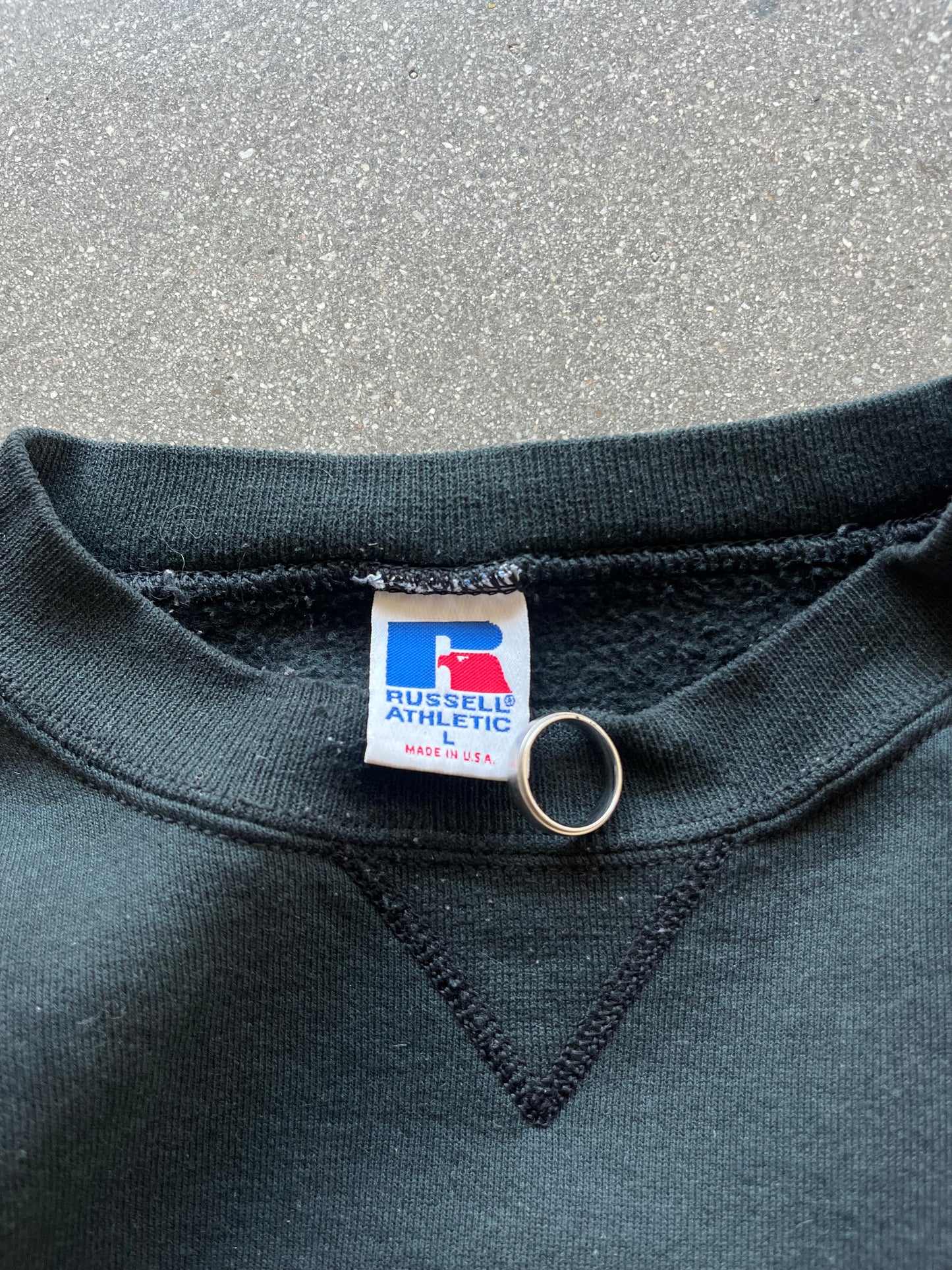 90’S FADED BLACK RUSSELL CREWNECK - BOXY L