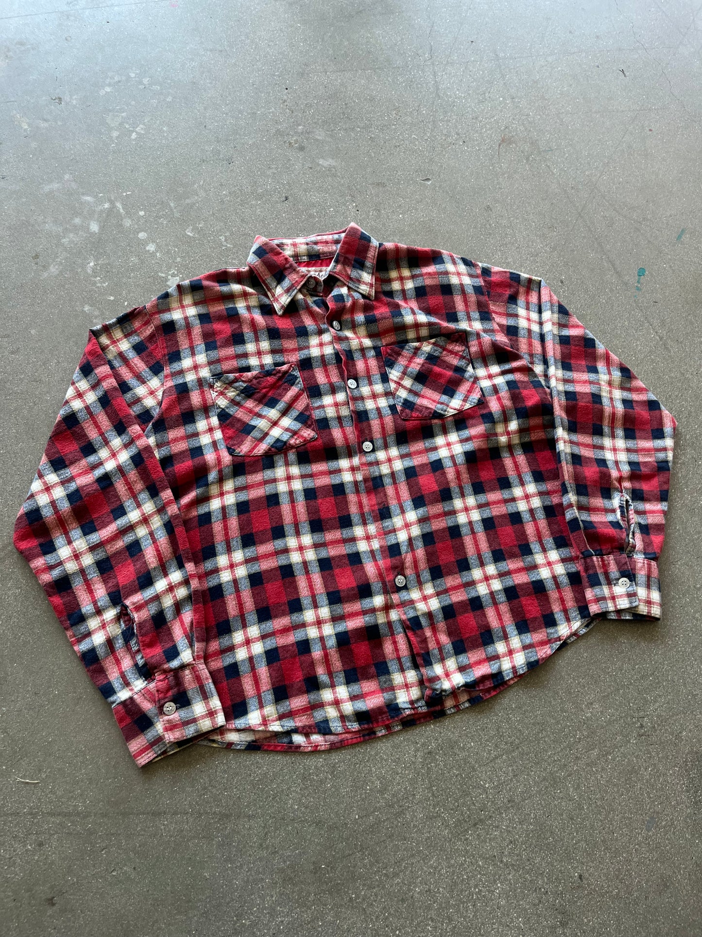 80’S RED CASEADE WOVEN FLANNEL - BOXY M/L