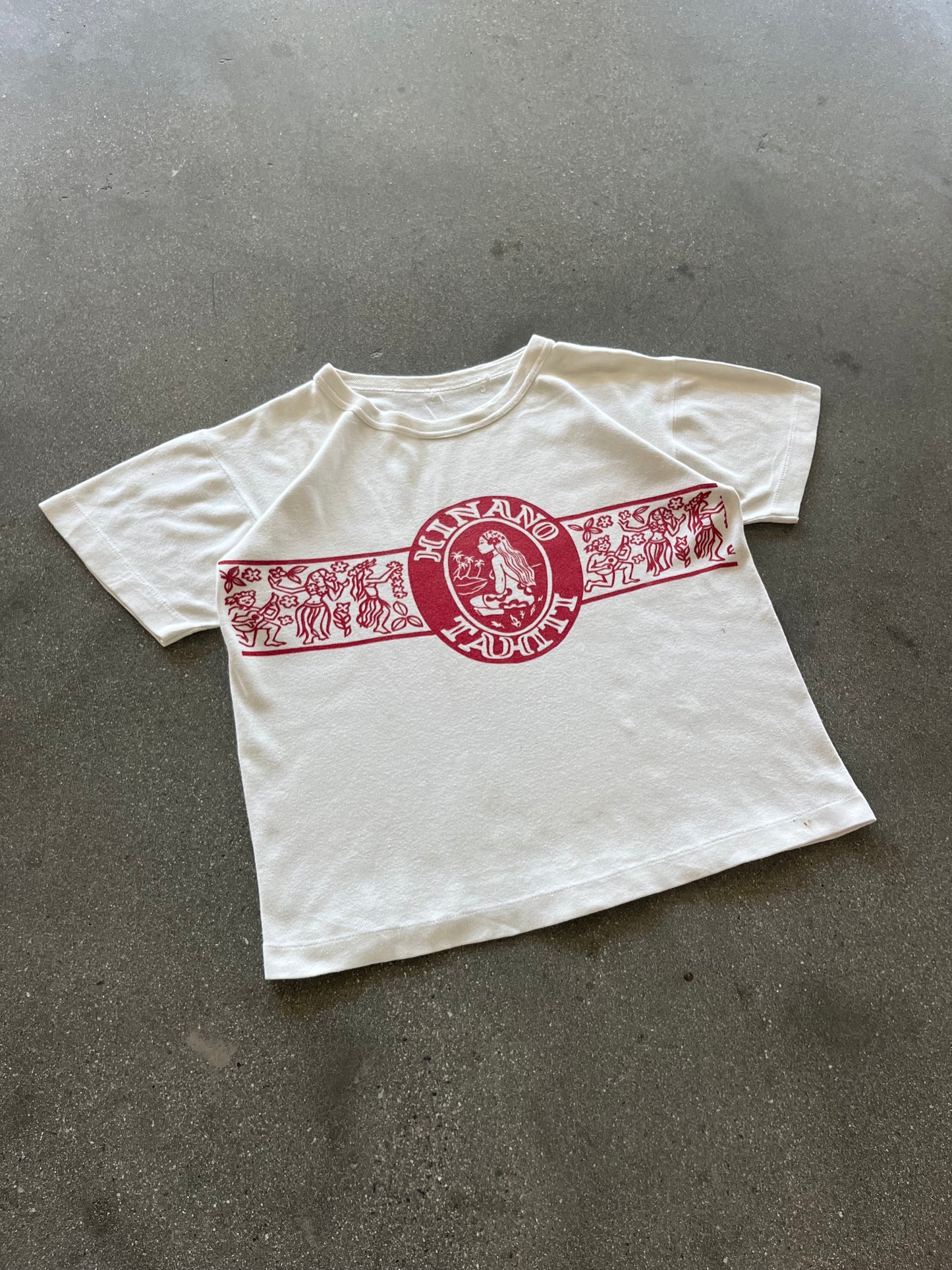 60’S IVORY “HINANO TAHITI” SWEAT TEE - BOXY S