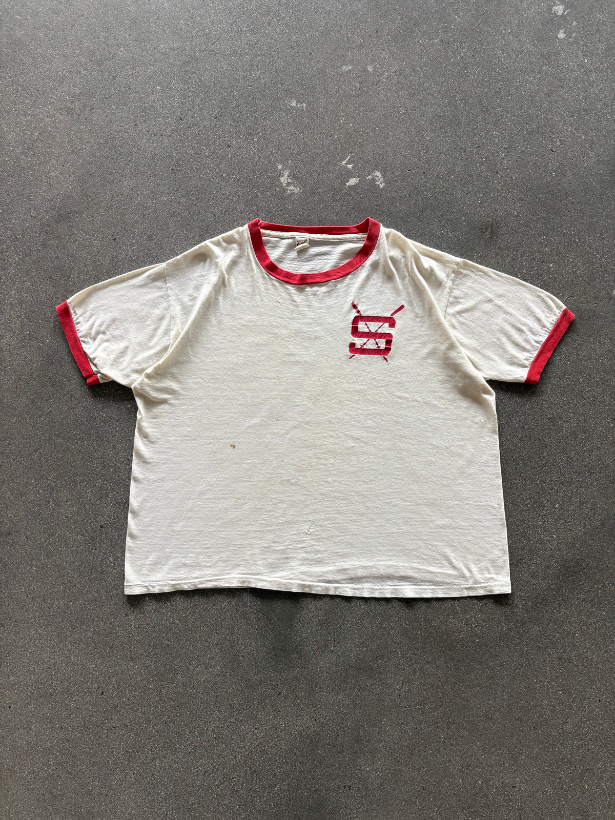 60’S RED SOFTBALL BOXY RINGER - BOXY S/M