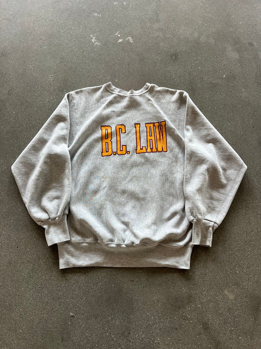 90’S “B.C. LAW” REVERSE WEAVE CREWNECK - BOXY XL