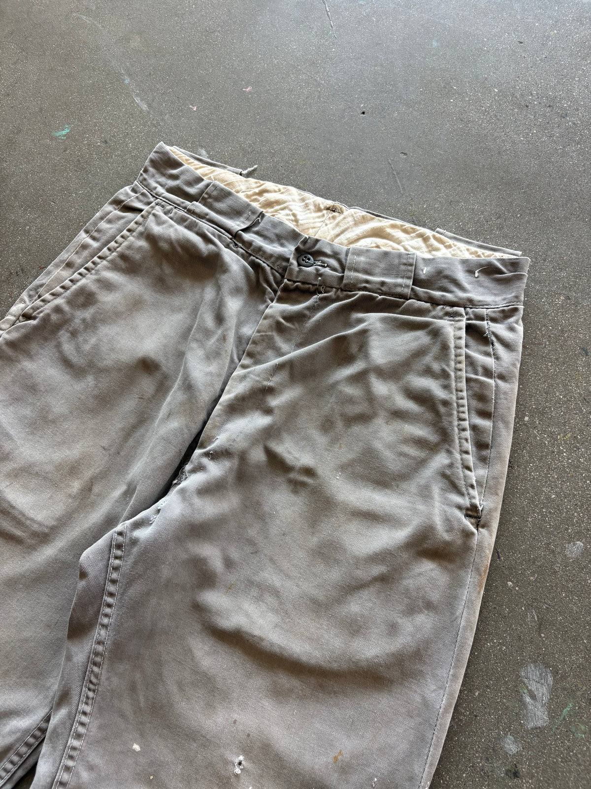 60’S UNBRANDED CEMENT THRASHED COTTON CHINOS - 30