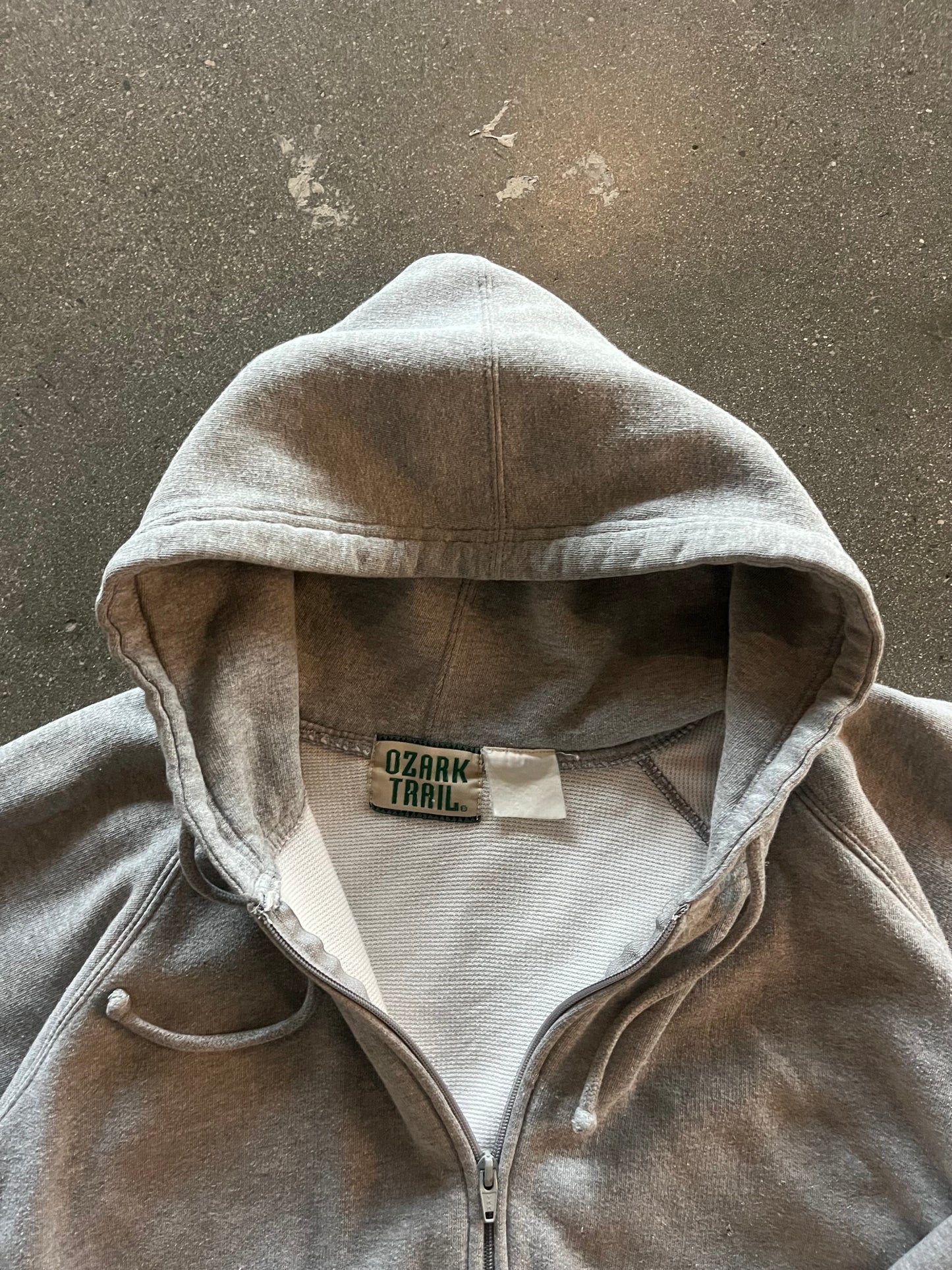 80’S HEATHER GRAY THERMAL LINE ZIP UP - BOXY L/XL