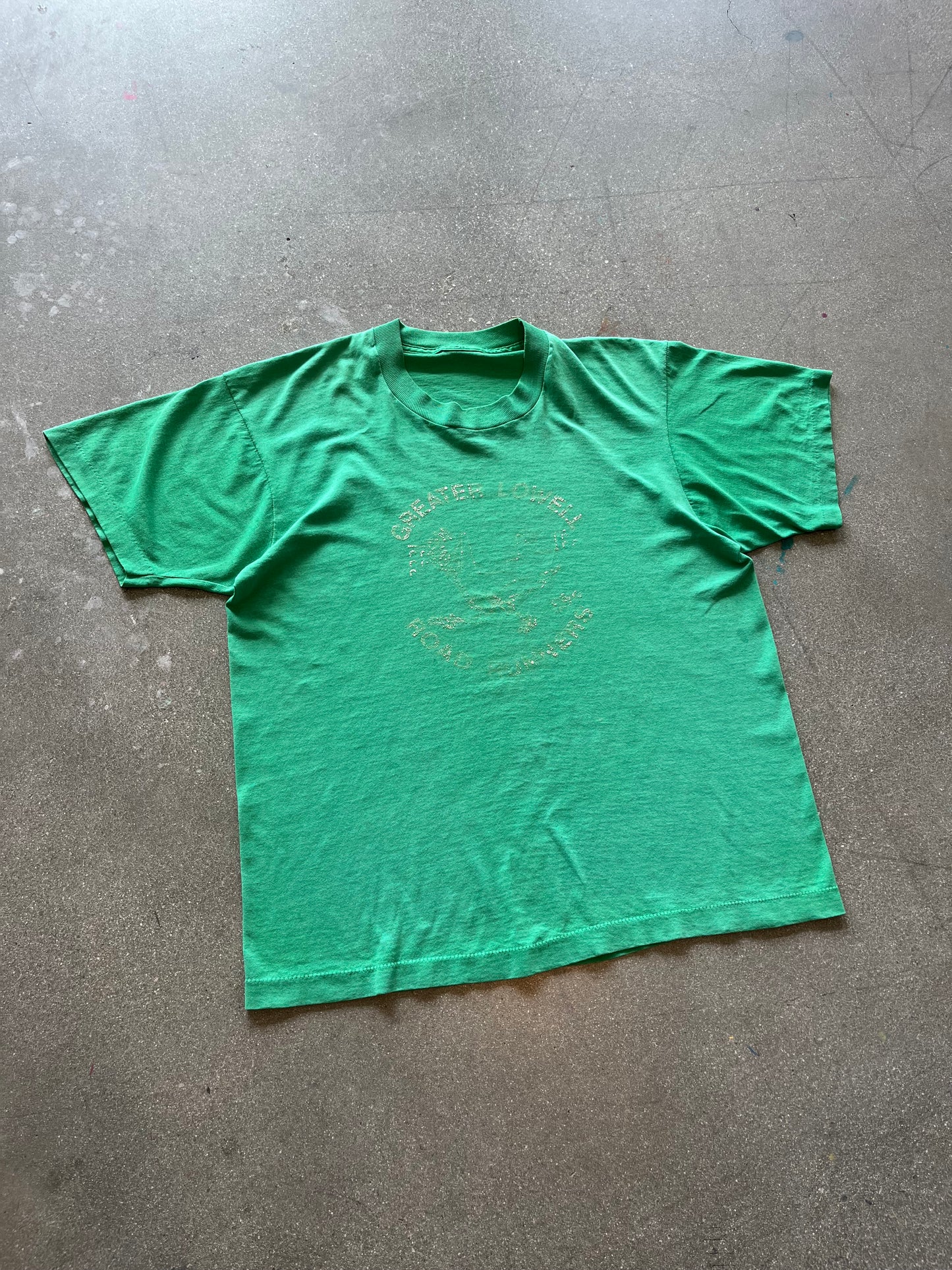 90’S FADED EMERALD GREEN “ROAD RUNNERS” TEE - BOXY L