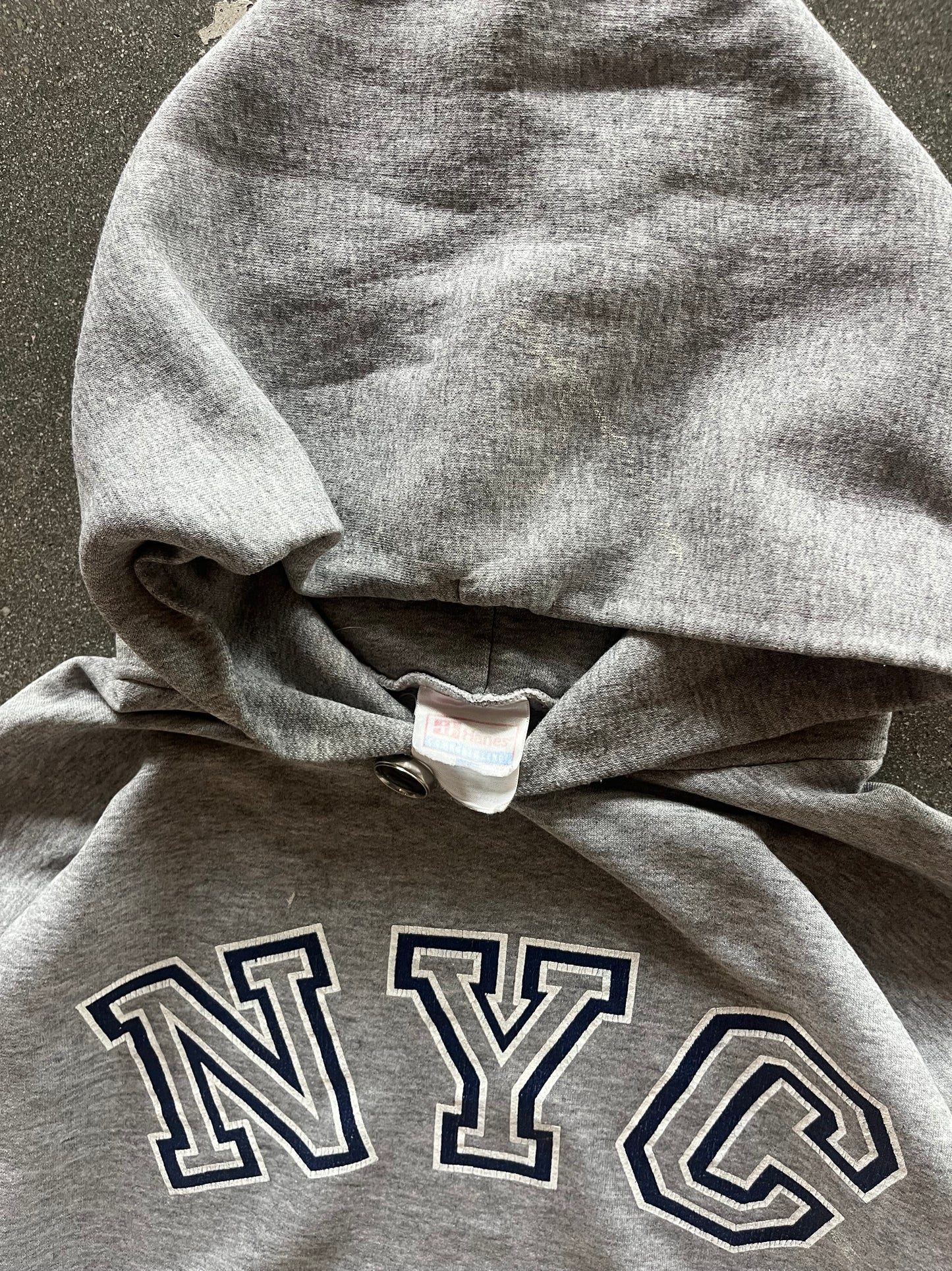 90’S HEATHER GRAY “NYC” HOODIE - BOXY S/M