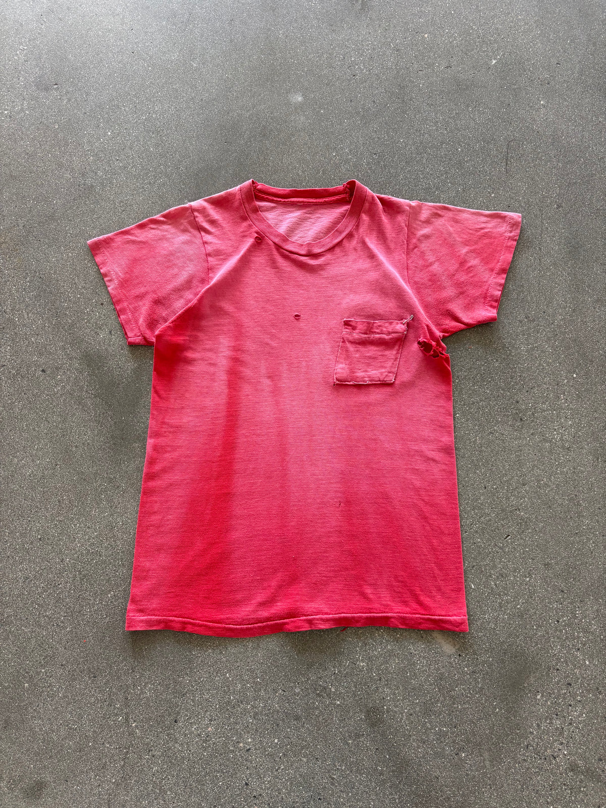 60’S SUNFADED RED POCKET TEE - XS/S