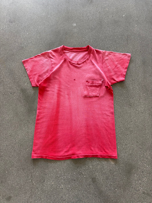 60’S SUNFADED RED POCKET TEE - XS/S