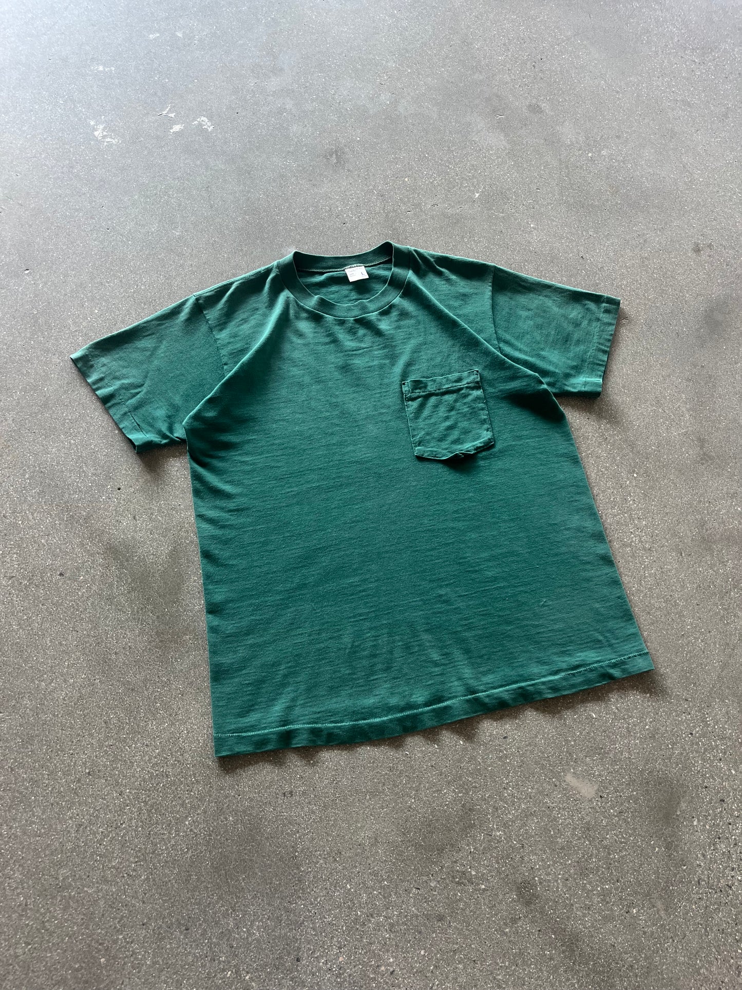 60’S FOREST GREEN SELVEDGE POCKET TEE - M/L