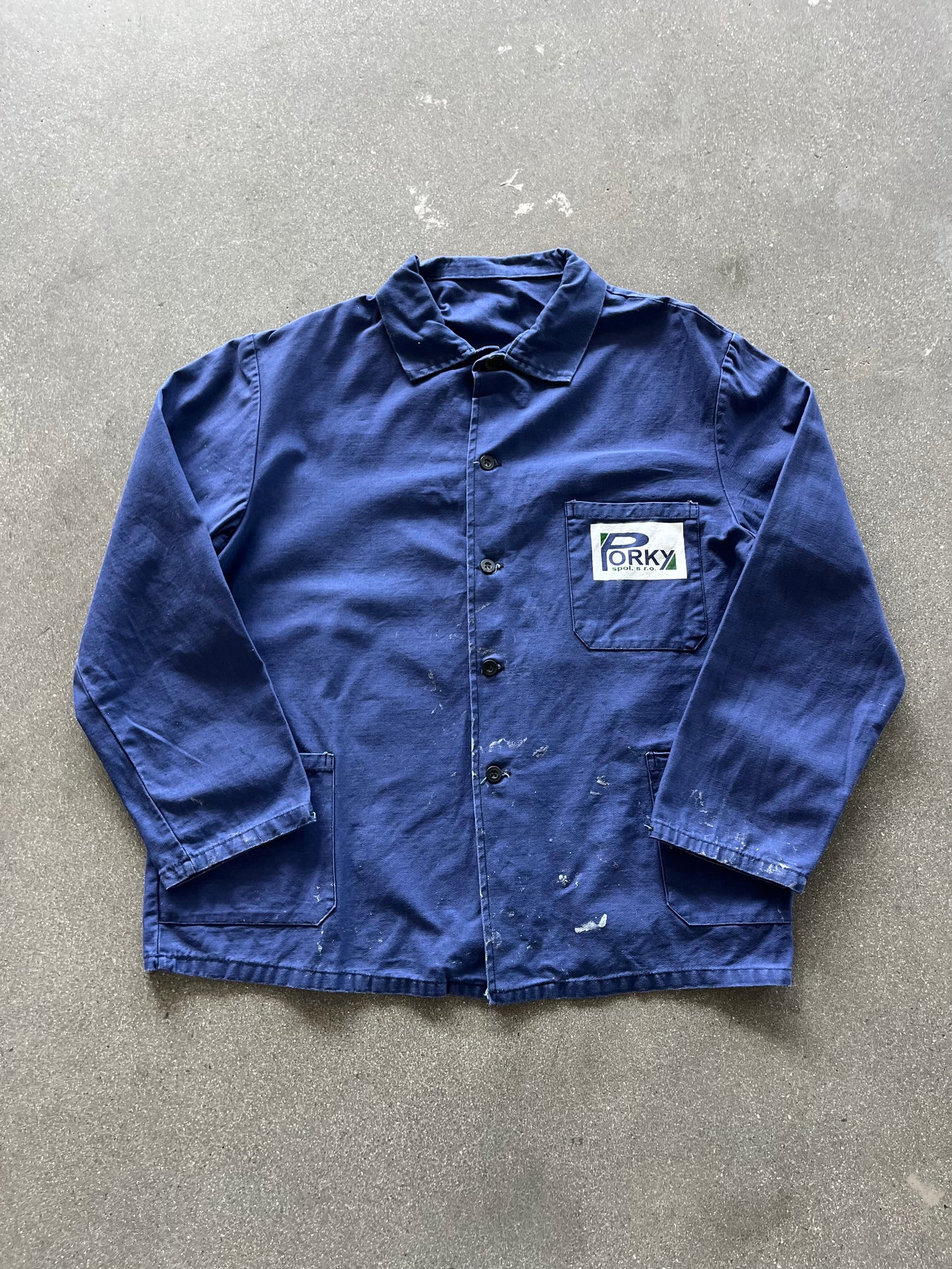70’S PAINT SPLATTERED “PORKY” FRENCH CHORE JACKET - L/XL