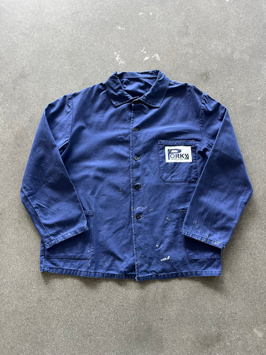 70’S PAINT SPLATTERED “PORKY” FRENCH CHORE JACKET - L/XL