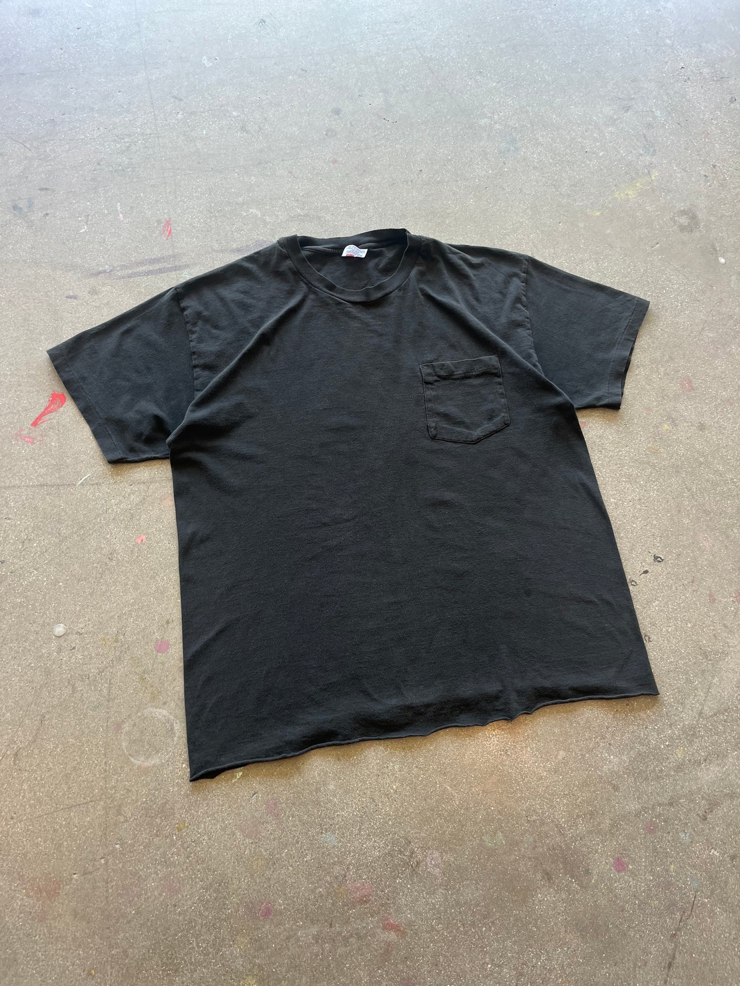 90’S FADED BLACK POCKET TEE - BOXY M/L