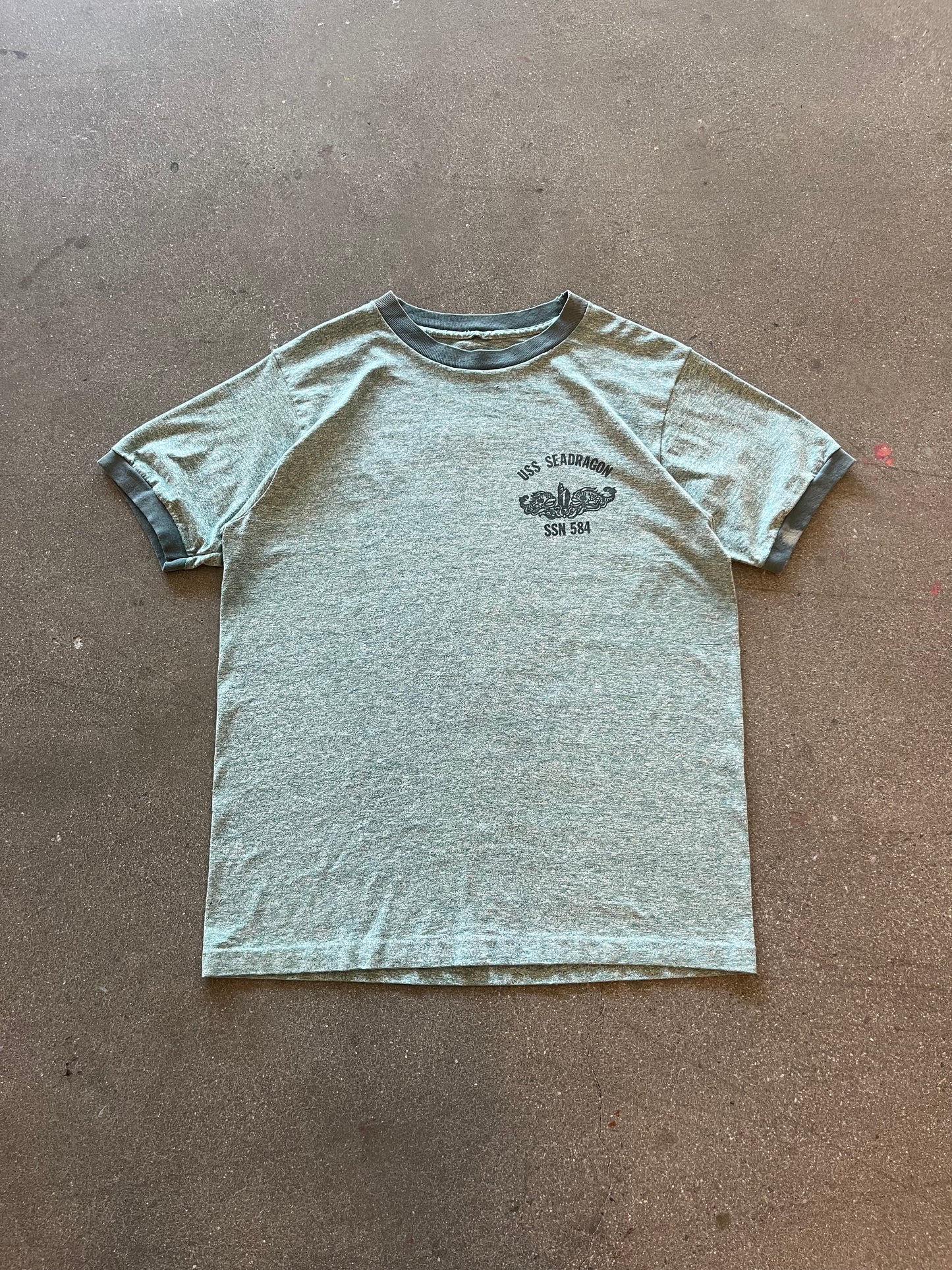 70’S GREEN “USS SEADRAGON” RINGER - M/L