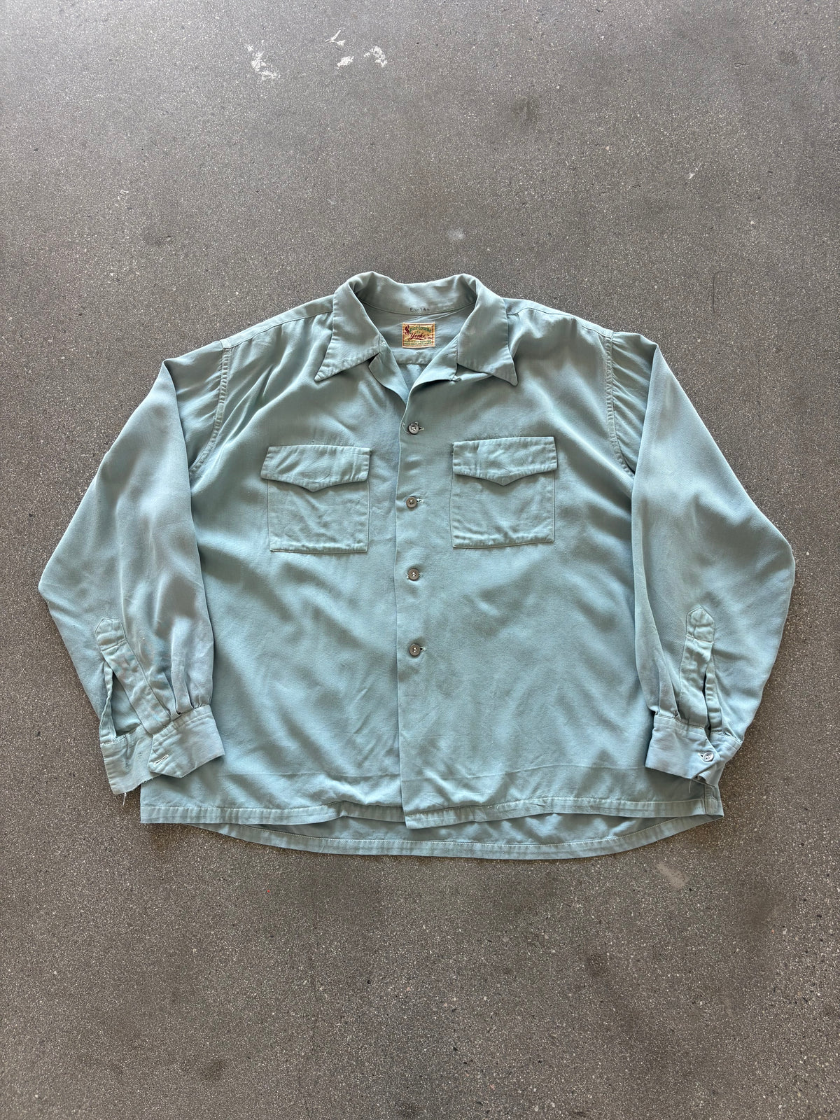50’S MINT GREEN BOXY GABARDINE BUTTON UP - BOXY M