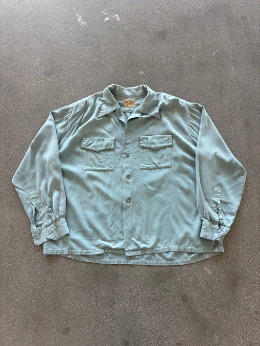 50’S MINT GREEN BOXY GABARDINE BUTTON UP - BOXY M