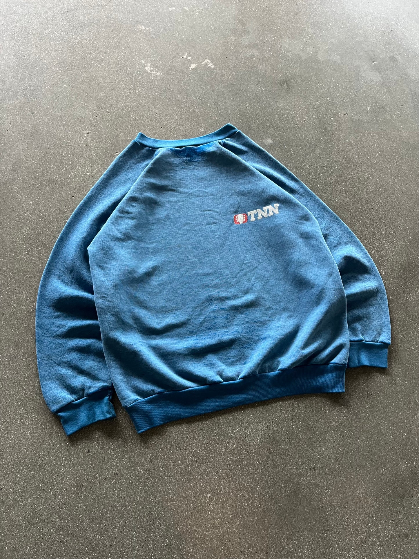 80’S FADED BABY BLUE “TNN” RAGLAN CREWNECK - BOXY M