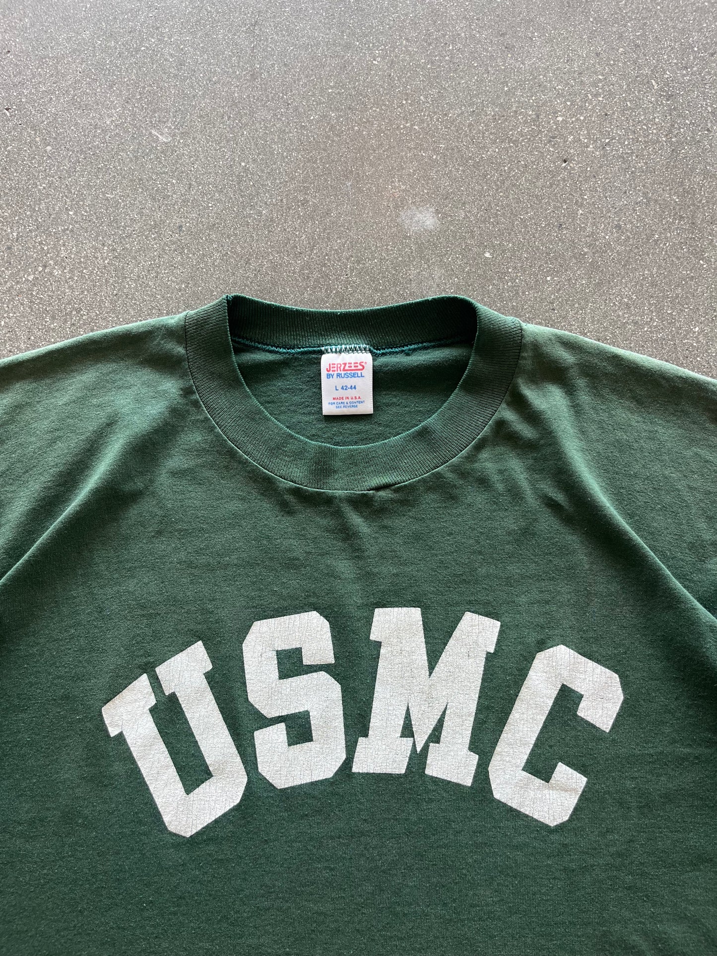 80’S FOREST GREEN “USMC” TEE - L