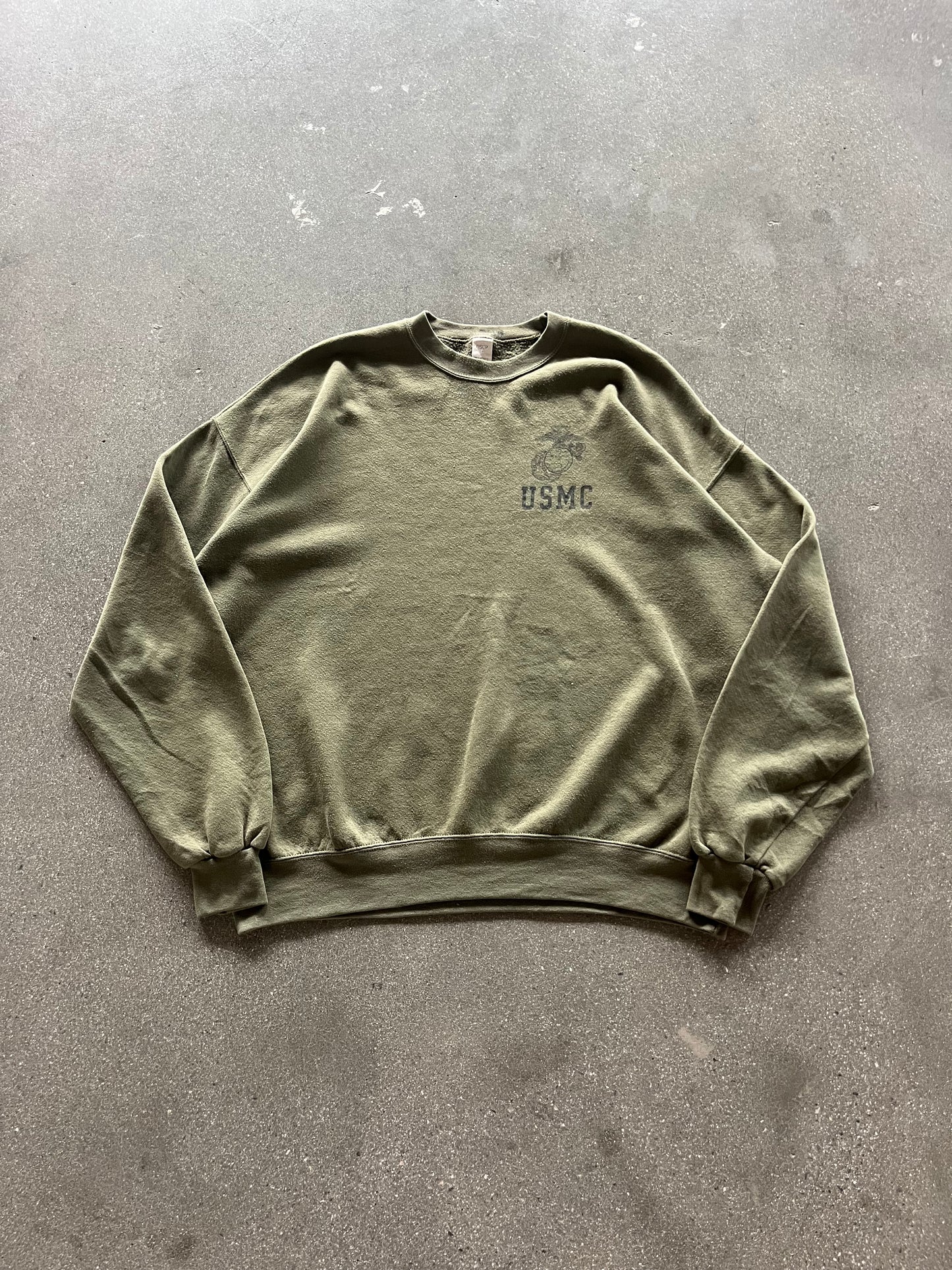 90’S OLIVE “USMC” CREWNECK - BOXY XL/XXL